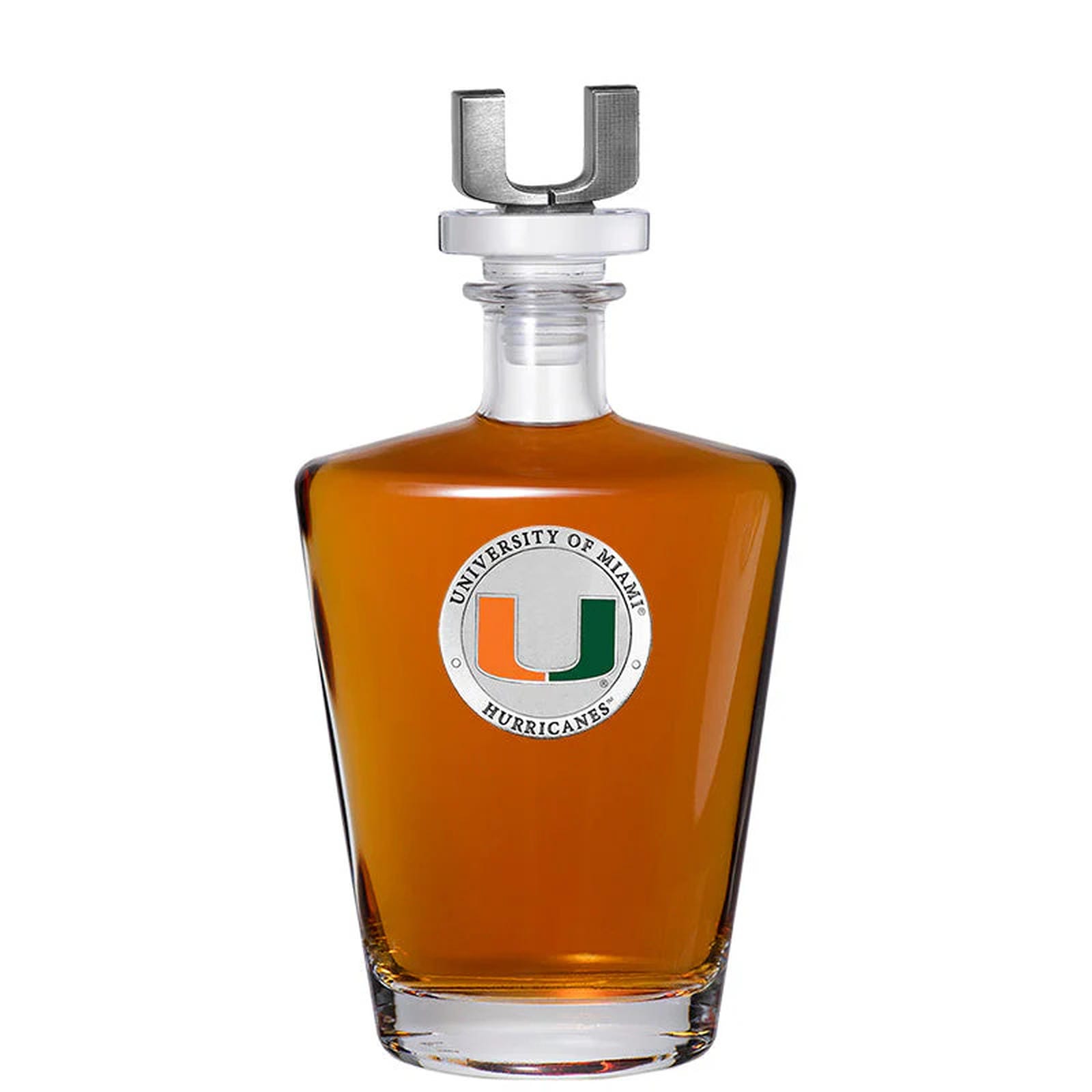 University of Miami Royal Decanter w/ 3D Top - Sports Gifts, Sports Memorabilia, Sports Collectibles, Fan Shop