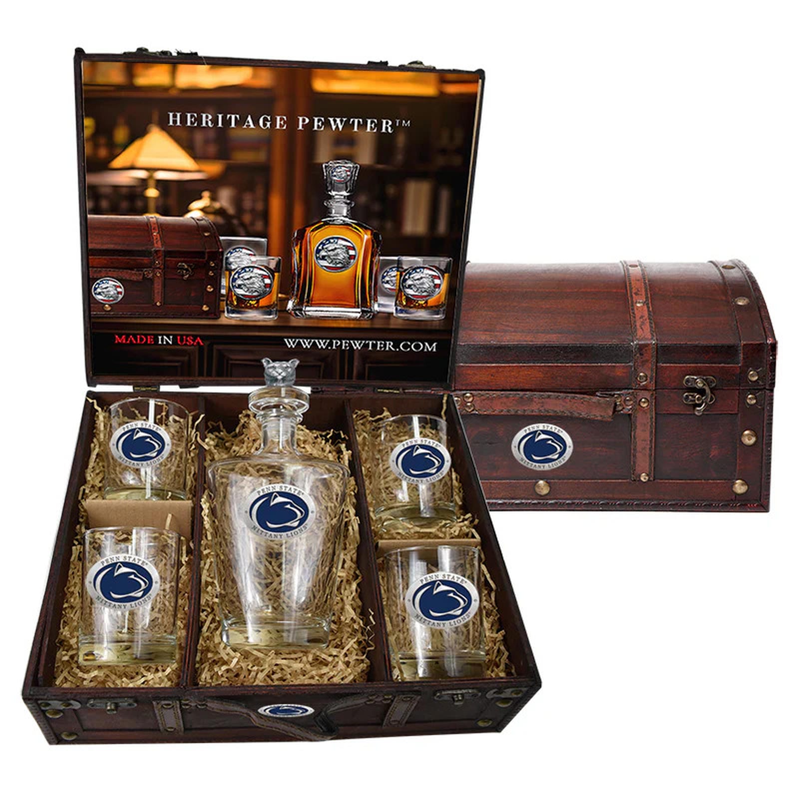 Penn State Royal Decanter with 3D Top Chest Set - Sports Gifts, Sports Memorabilia, Sports Collectibles, Fan Shop