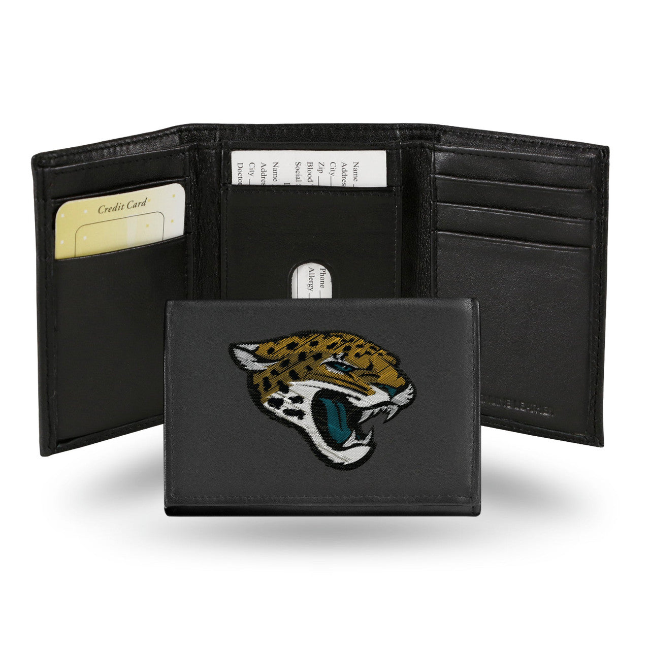 Jacksonville Jaguars Wallet Trifold Leather Embroidered - Sports Collectibles, Sports Memorabilia, Sports Fan Shop, Sports Gifts