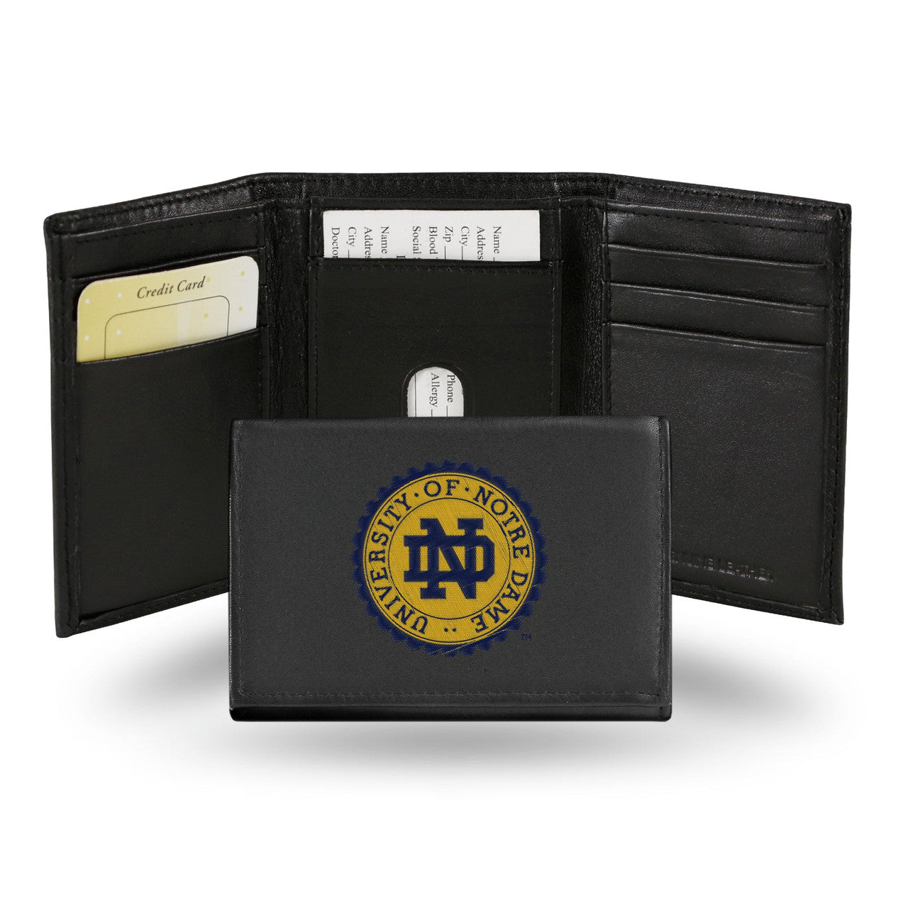 Notre Dame Fighting Irish Wallet Trifold Leather Embroidered - Sports Collectibles, Sports Memorabilia, Sports Fan Shop, Sports Gifts
