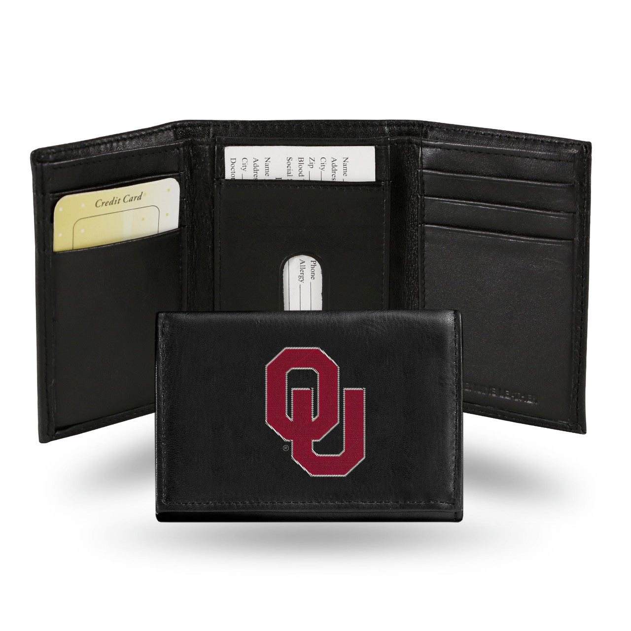 Oklahoma Sooners Wallet Trifold Leather Embroidered Alternate - Sports Collectibles, Sports Memorabilia, Sports Fan Shop, Sports Gifts