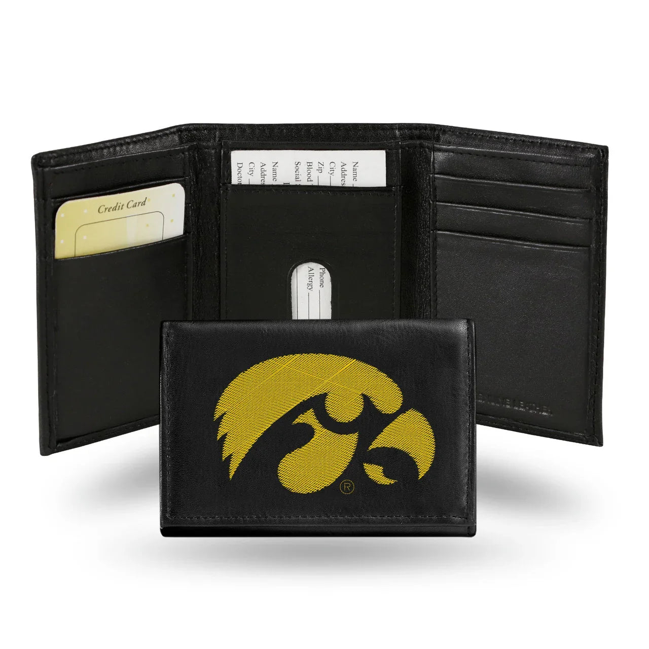 Iowa Hawkeyes Embroidered Leather Tri-Fold Wallet (CDG) - 757 Sports Collectibles