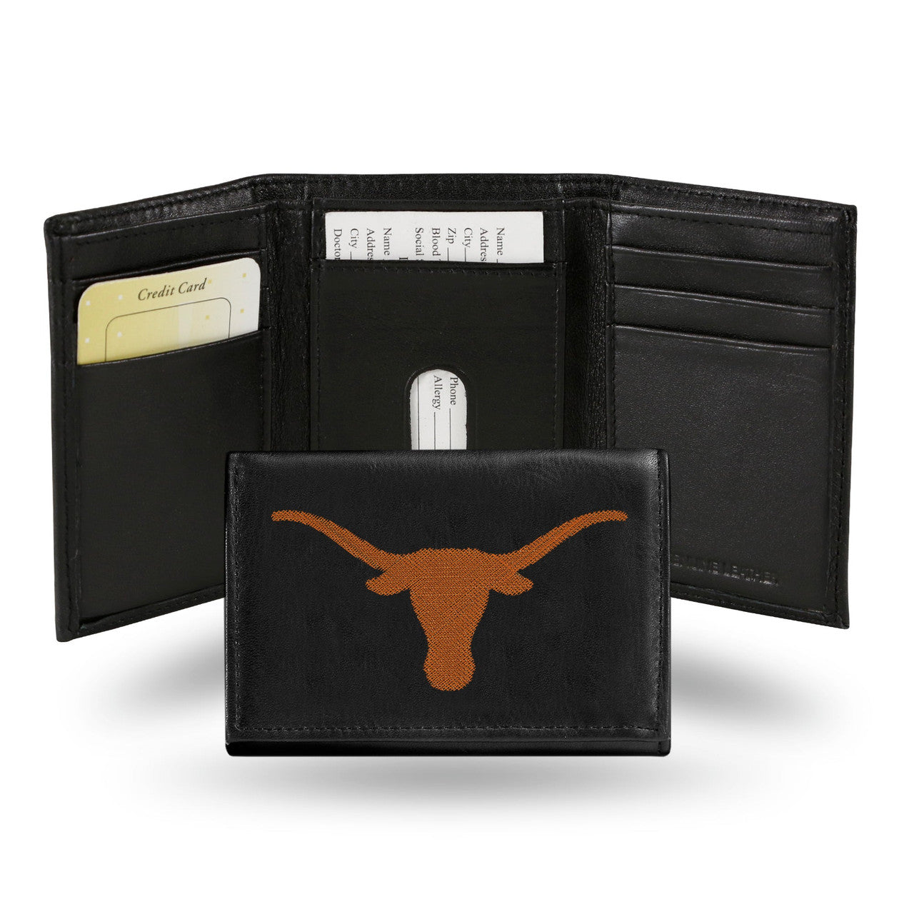 Texas Longhorns Wallet Trifold Leather Embroidered - Sports Collectibles, Sports Memorabilia, Sports Fan Shop, Sports Gifts