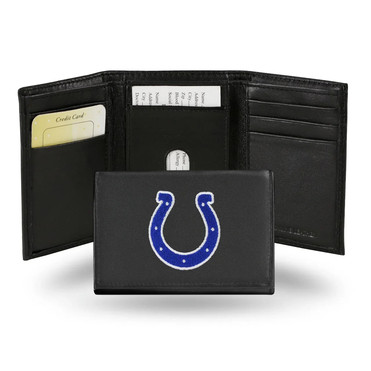 Indianapolis Colts Embroidered Leather Tri-Fold Wallet (CDG) - 757 Sports Collectibles