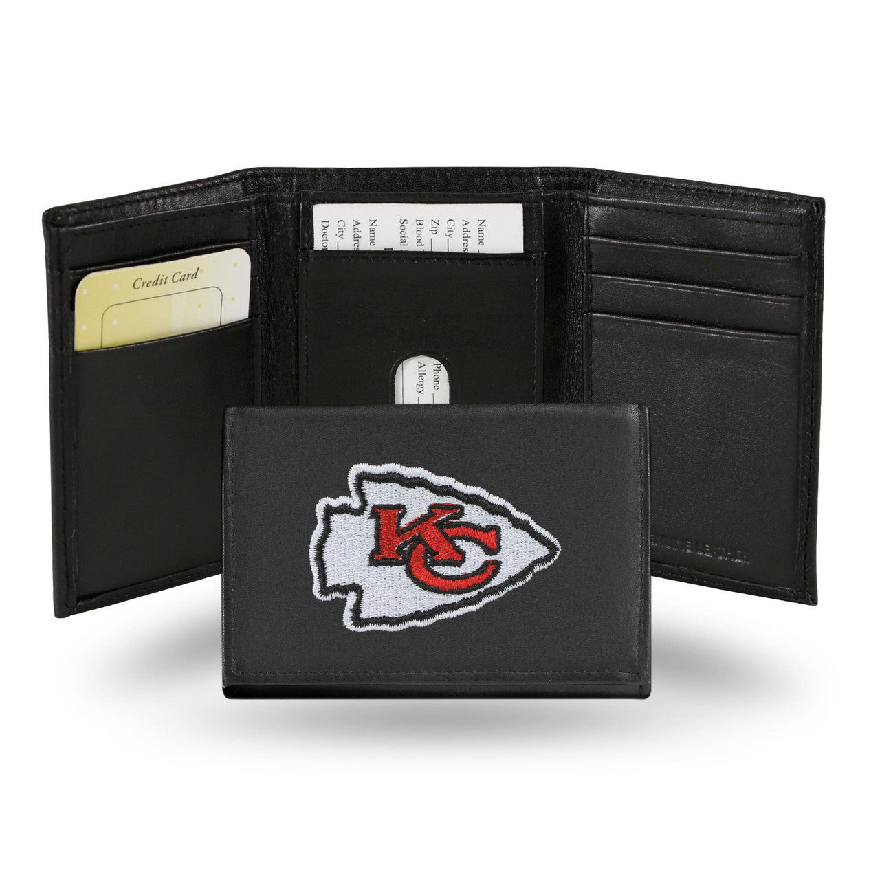 Kansas City Chiefs Wallet Trifold Leather Embroidered - Sports Collectibles, Sports Memorabilia, Sports Fan Shop, Sports Gifts