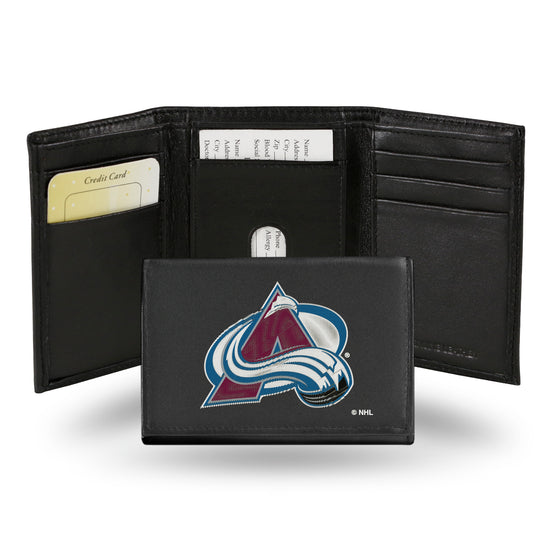 NHL Hockey Colorado Avalanche  Embroidered Genuine Leather Tri-fold Wallet 3.25" x 4.25" - Slim