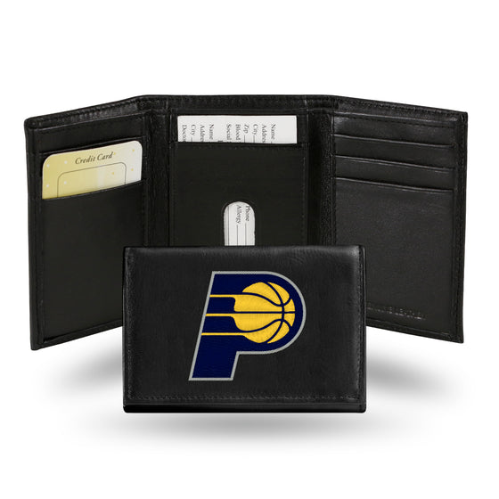 NBA Basketball Indiana Pacers  Embroidered Genuine Leather Tri-fold Wallet 3.25" x 4.25" - Slim