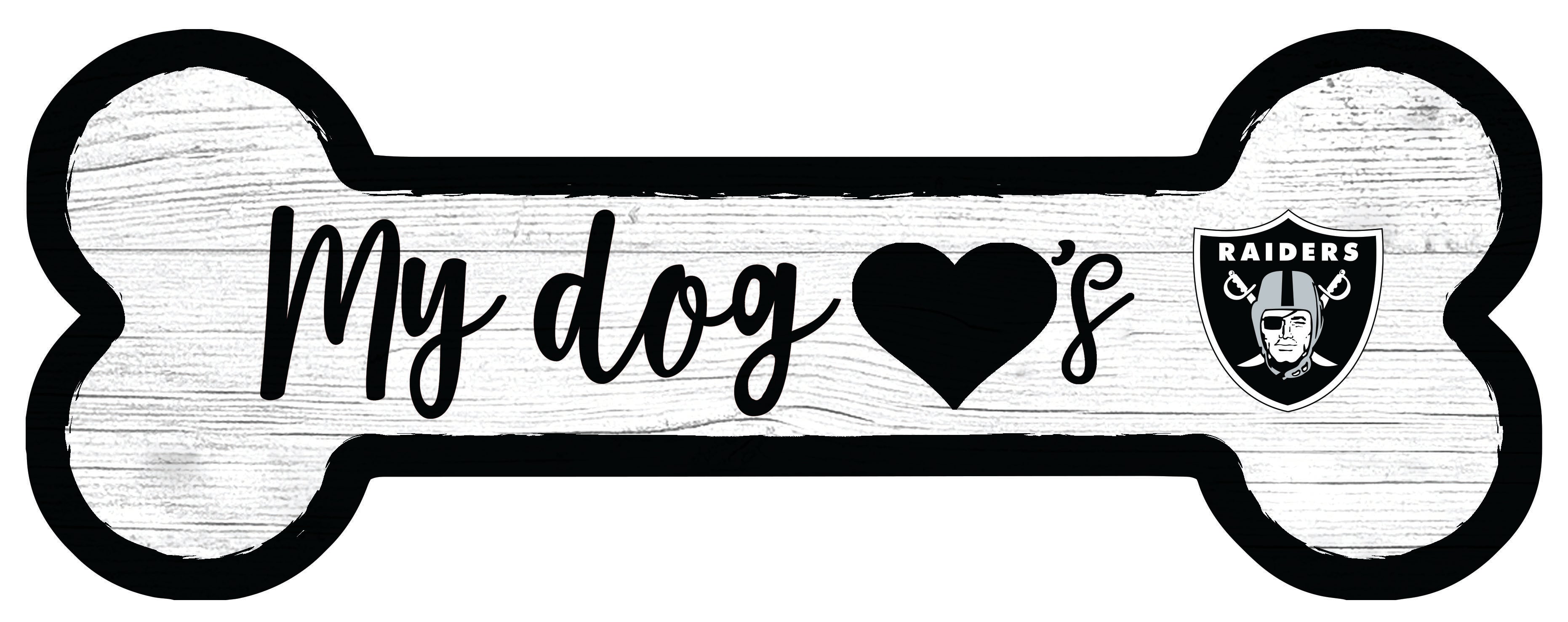 Las Vegas Raiders Football Dog Bone White Wooden Sign - Sports Collectibles, Sports Memorabilia, Sports Fan Shop, Sports Gifts