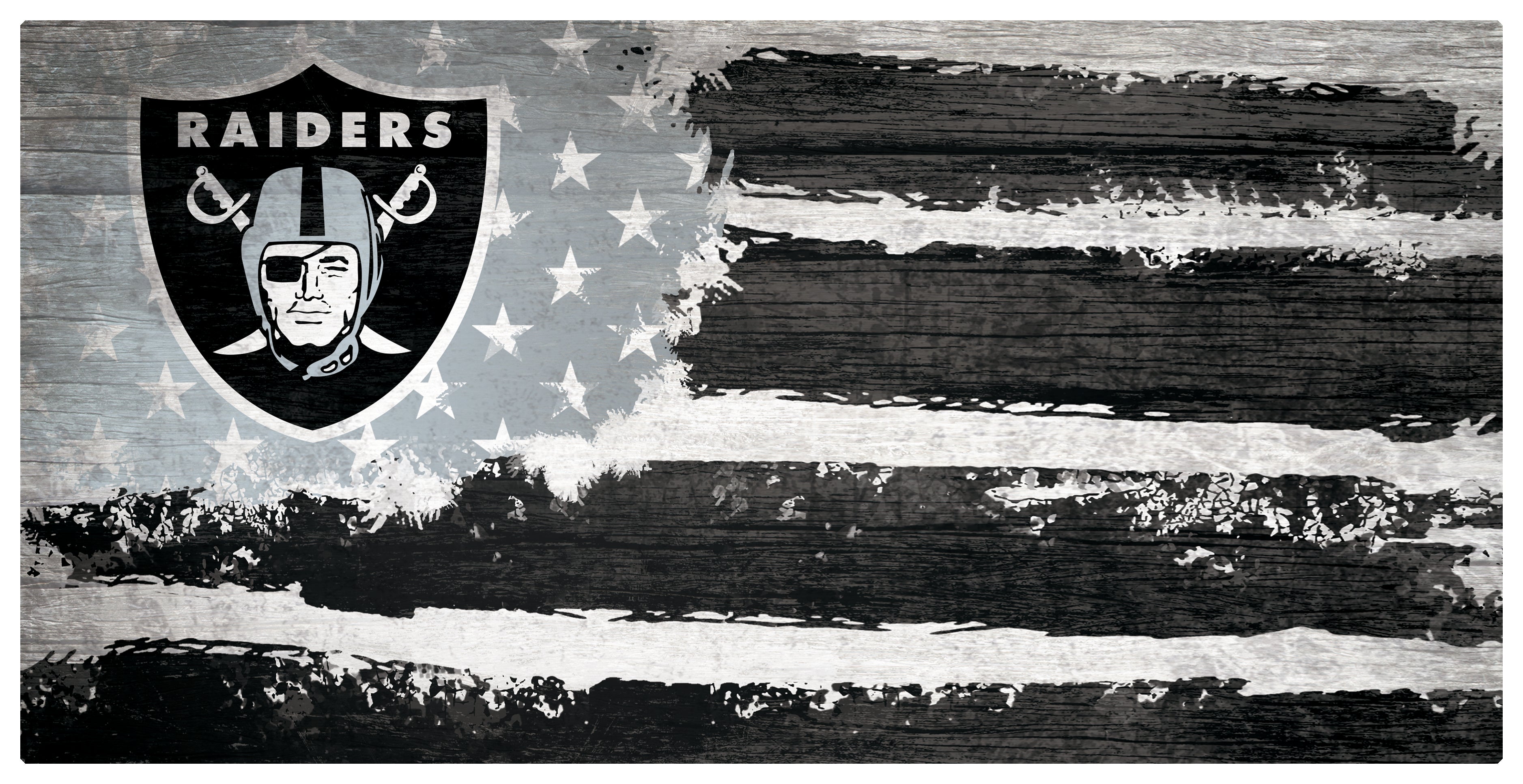 Las Vegas Raiders Team Flag Wooden Sign - Sports Collectibles, Sports Memorabilia, Sports Fan Shop, Sports Gifts