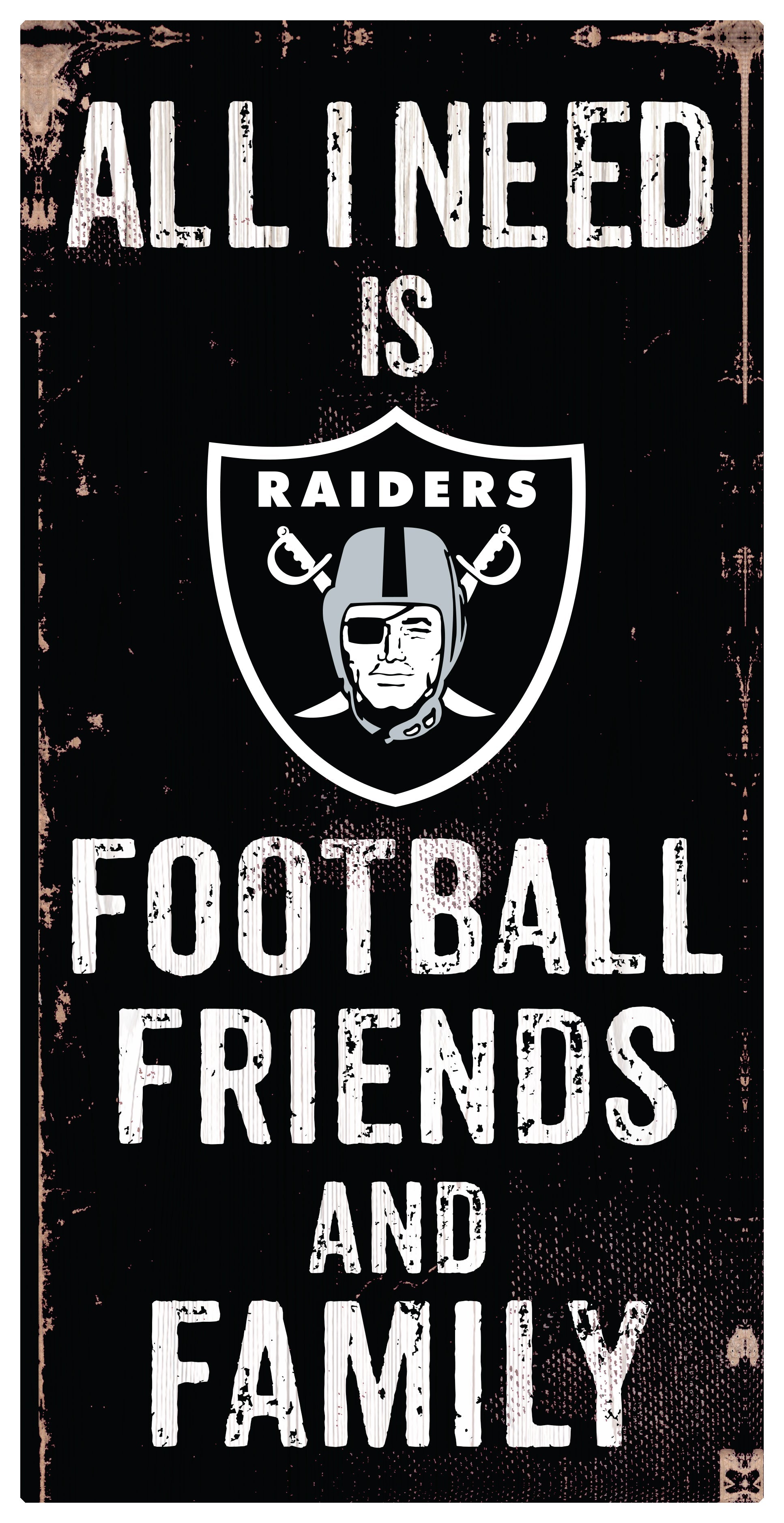 Las Vegas Raiders Football, Friends, & Family Wood Sign - Sports Collectibles, Sports Memorabilia, Sports Fan Shop, Sports Gifts