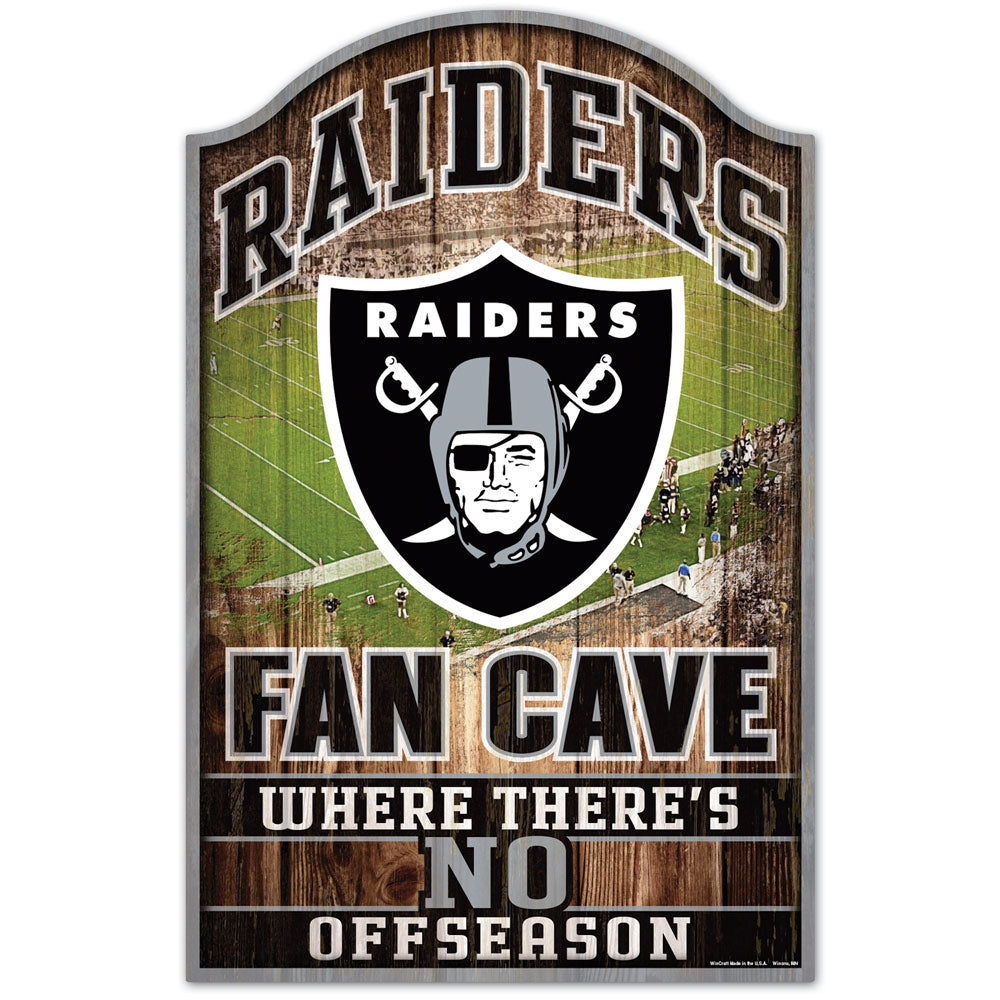 Las Vegas Raiders Fan Cave 11" x 17" Wood Sign - Sports Collectibles, Sports Memorabilia, Sports Fan Shop, Sports Gifts