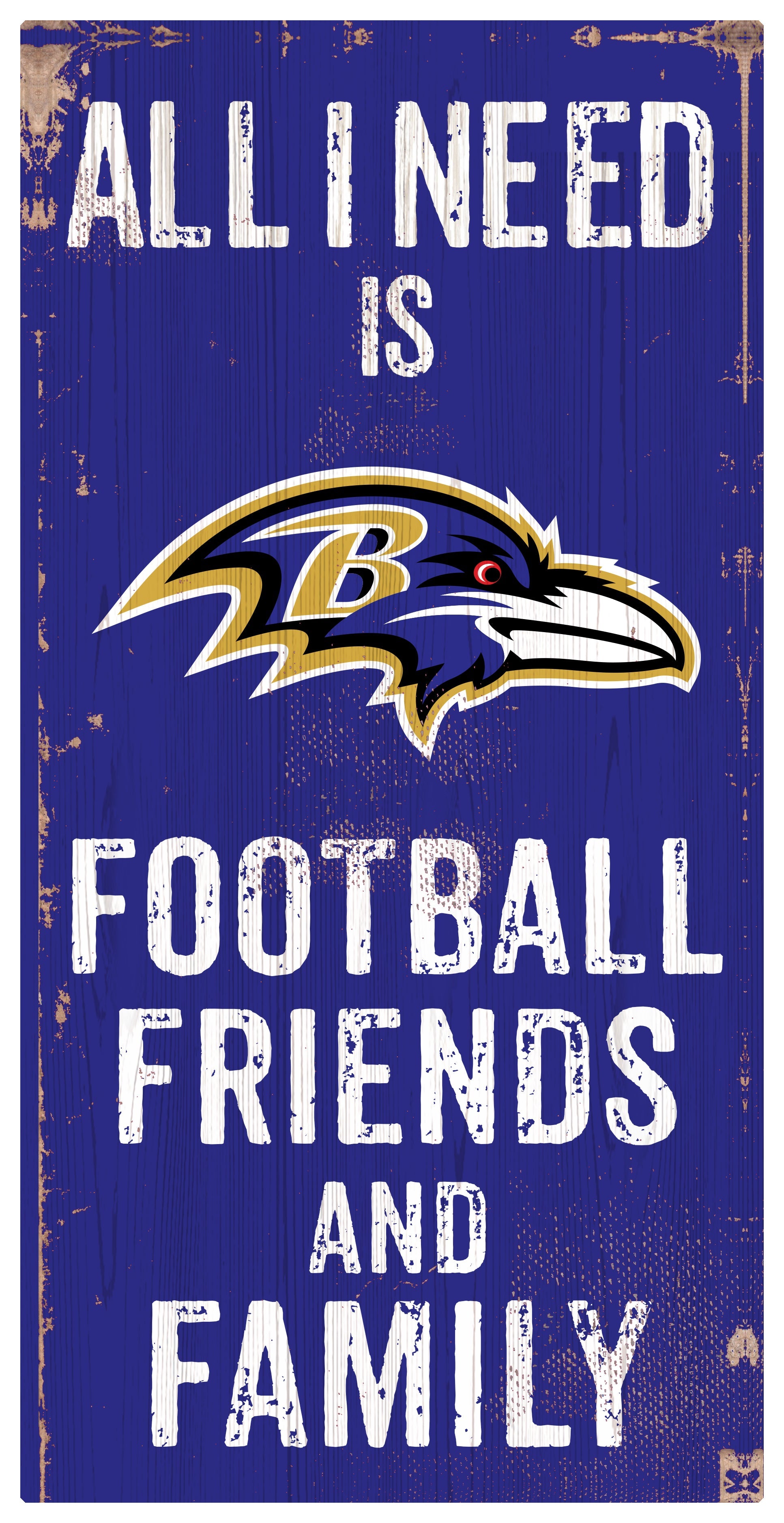 Baltimore Ravens Football, Friends, & Family Wood Sign - Sports Collectibles, Sports Memorabilia, Sports Fan Shop, Sports Gifts
