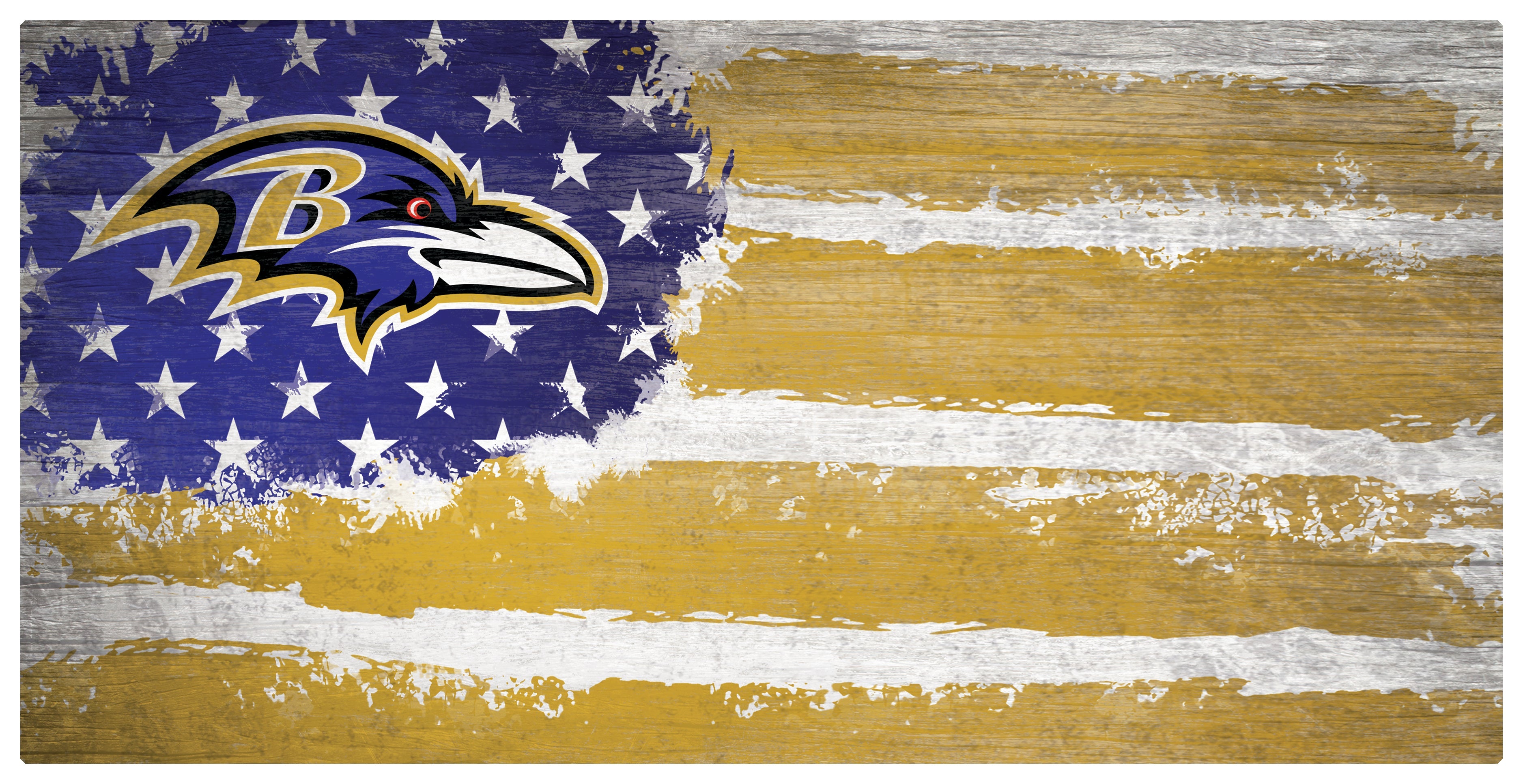 Baltimore Ravens Team Flag Wooden Sign - Sports Collectibles, Sports Memorabilia, Sports Fan Shop, Sports Gifts