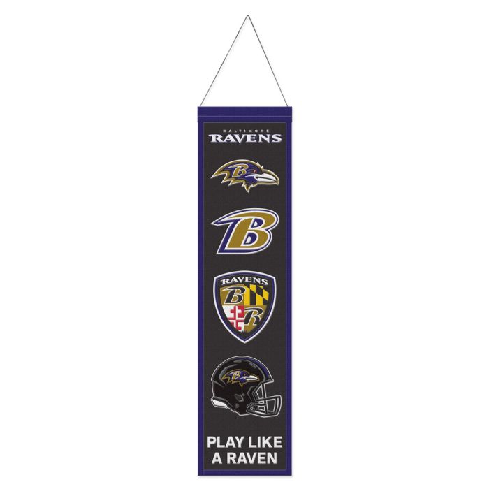 Baltimore Ravens 8" x 32" Wool Banner - Sports Collectibles, Sports Memorabilia, Sports Fan Shop, Sports Gifts