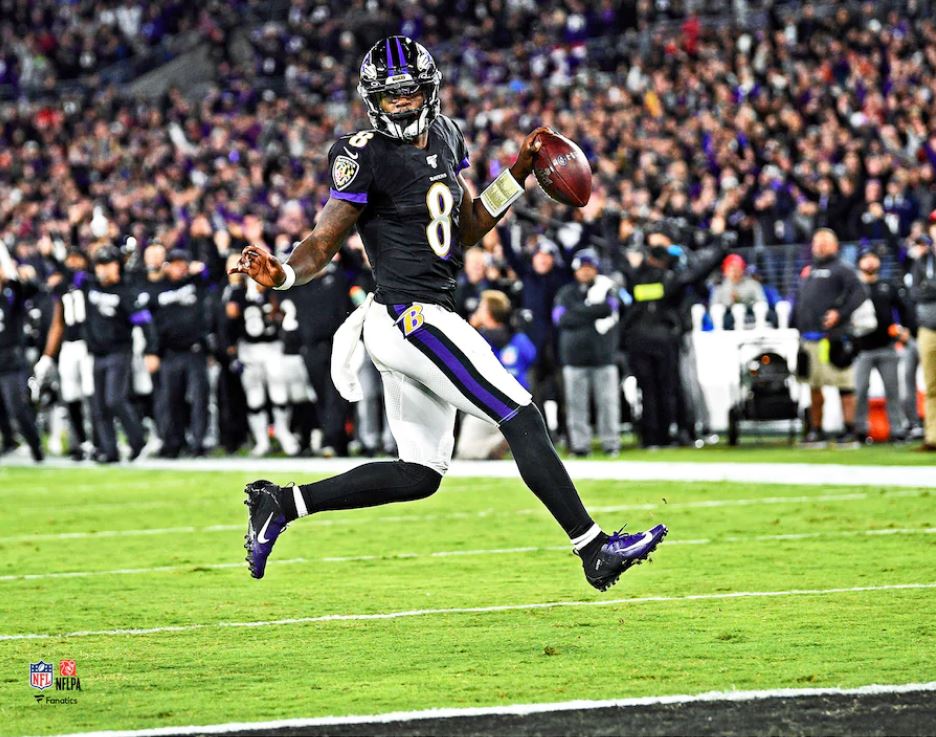 Lamar Jackson High-Stepping Touchdown Baltimore Ravens 8" x 10" Football Photo - Sports Collectibles, Sports Memorabilia, Sports Fan Shop, Sports Gifts