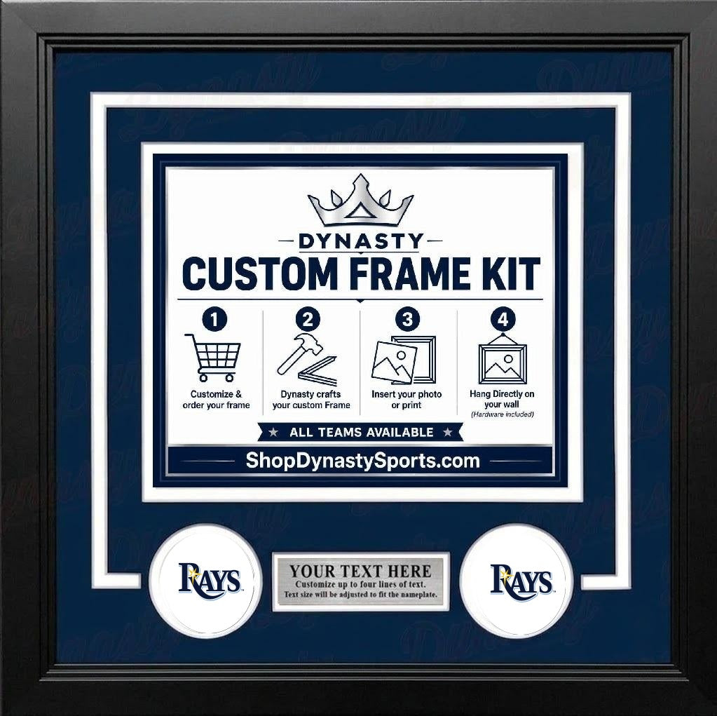 MLB Baseball Photo Picture Frame Kit - Tampa Bay Rays (White Matting, Blue Trim)