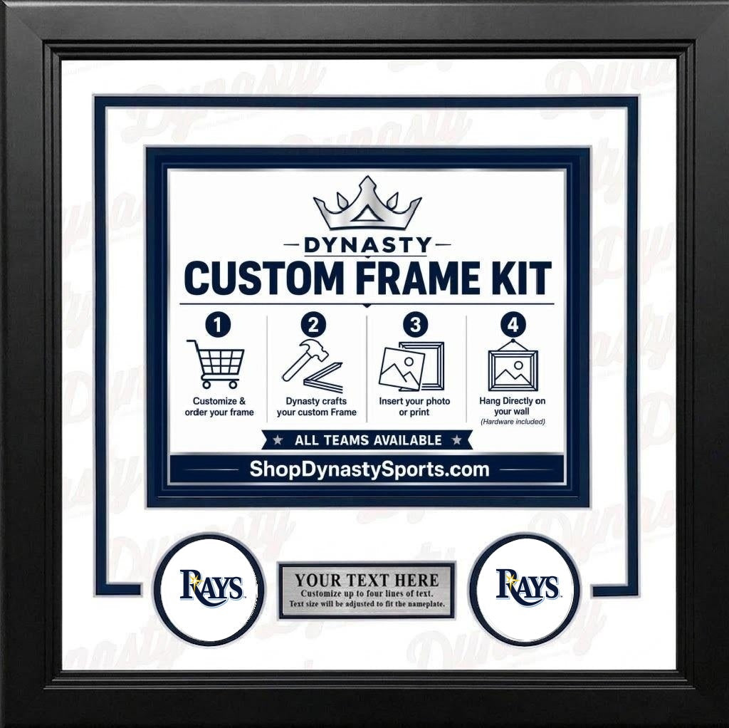 MLB Baseball Photo Picture Frame Kit - Tampa Bay Rays (Blue Matting, White Trim)