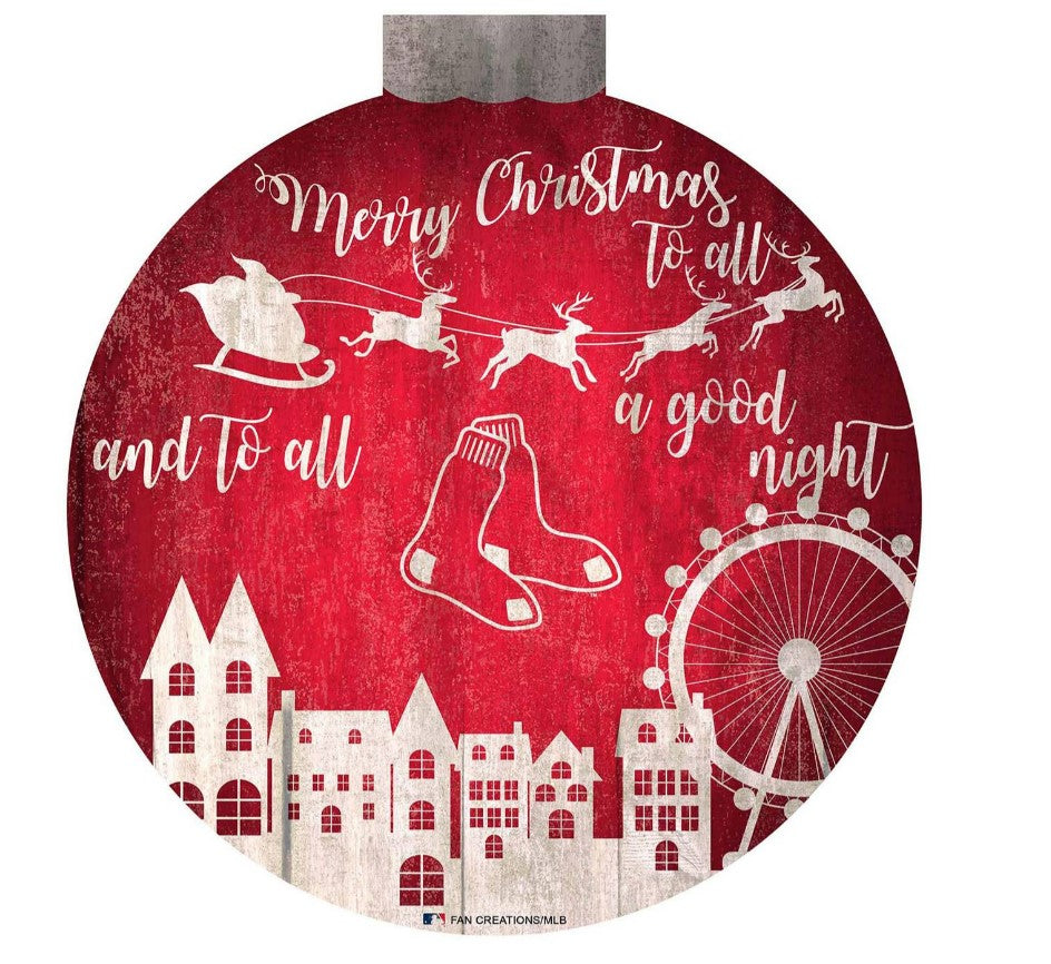 Boston Red Sox 12" Christmas Village Wall Art Wood Sign - Sports Collectibles, Sports Memorabilia, Sports Fan Shop, Sports Gifts