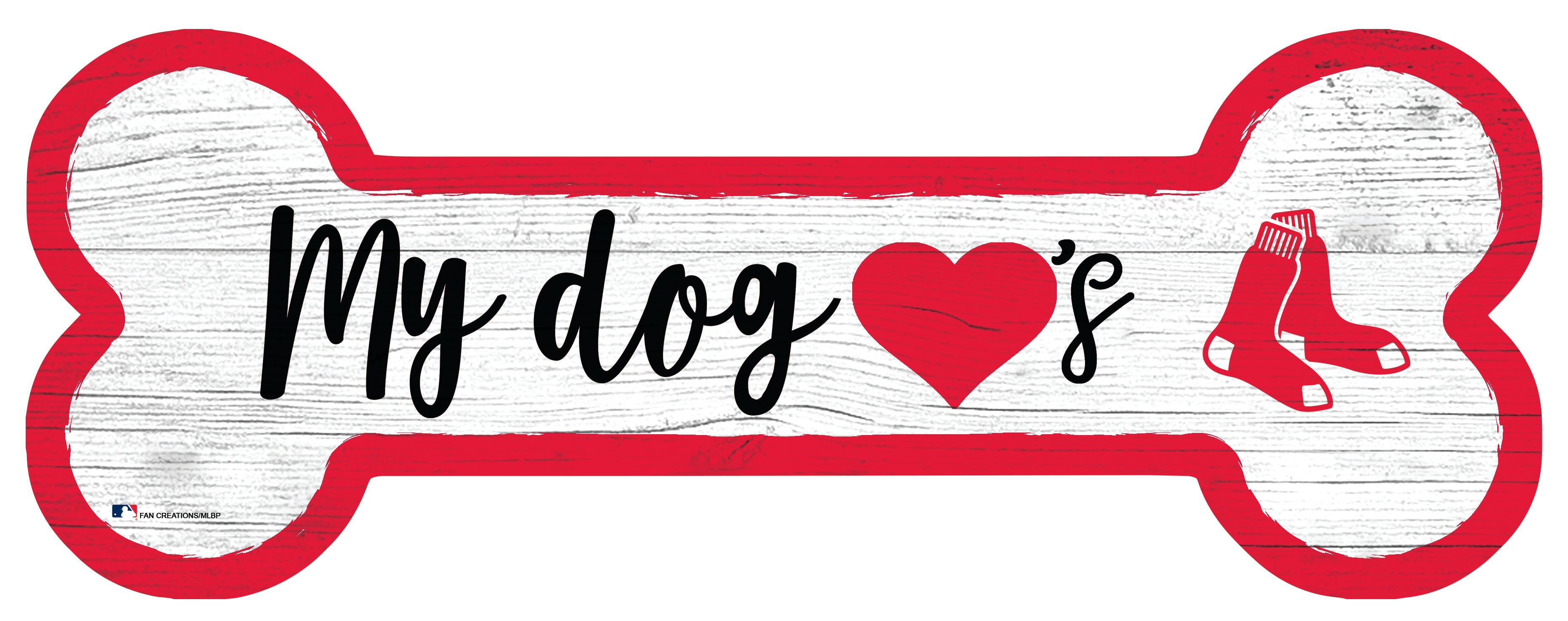 Boston Red Sox Baseball Dog Bone White Wooden Sign - Sports Collectibles, Sports Memorabilia, Sports Fan Shop, Sports Gifts