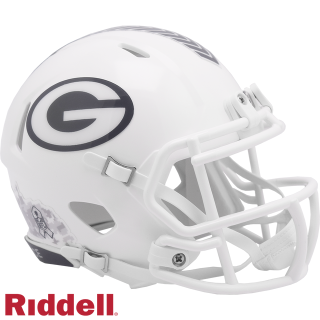 Green Bay Packers Helmet Riddell Replica Mini Speed Style Salute To Service 2024 - Sports Collectibles, Sports Memorabilia, Sports Fan Shop, Sports Gifts