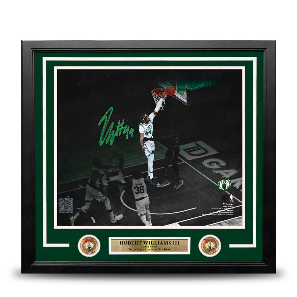 Robert Williams III Blocks Steph Curry Boston Celtics Autographed Framed Basketball Photo - Sports Collectibles, Sports Memorabilia, Sports Fan Shop, Sports Gifts