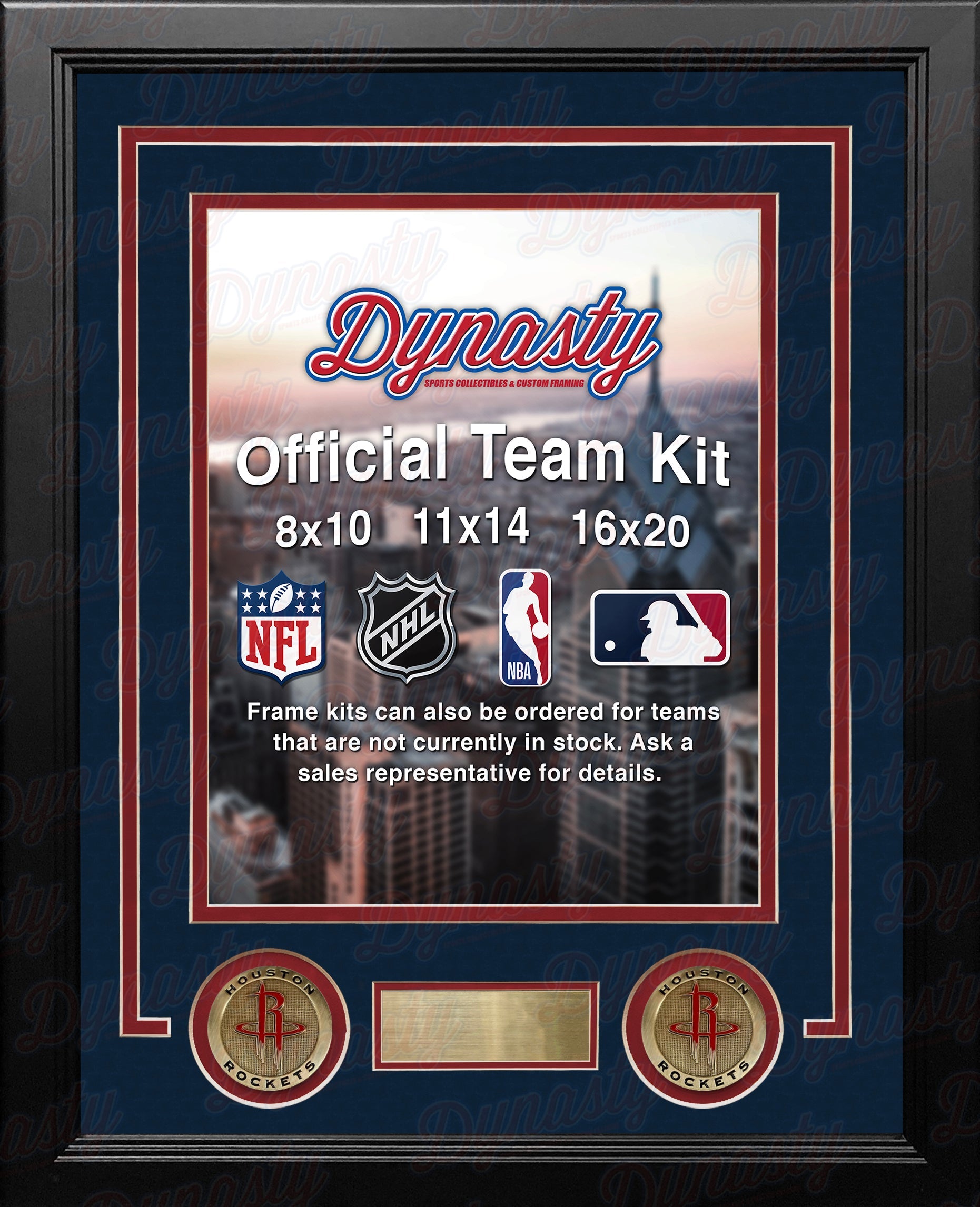NBA Basketball Photo Picture Frame Kit - Houston Rockets (Navy Matting, Red Trim) - Sports Collectibles, Sports Memorabilia, Sports Fan Shop, Sports Gifts
