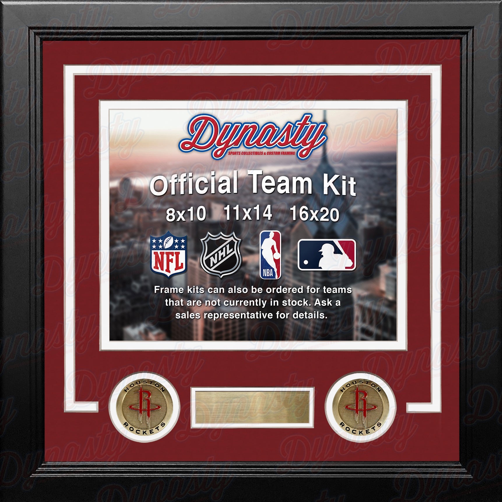 NBA Basketball Photo Picture Frame Kit - Houston Rockets (Red Matting, White Trim) - Sports Collectibles, Sports Memorabilia, Sports Fan Shop, Sports Gifts