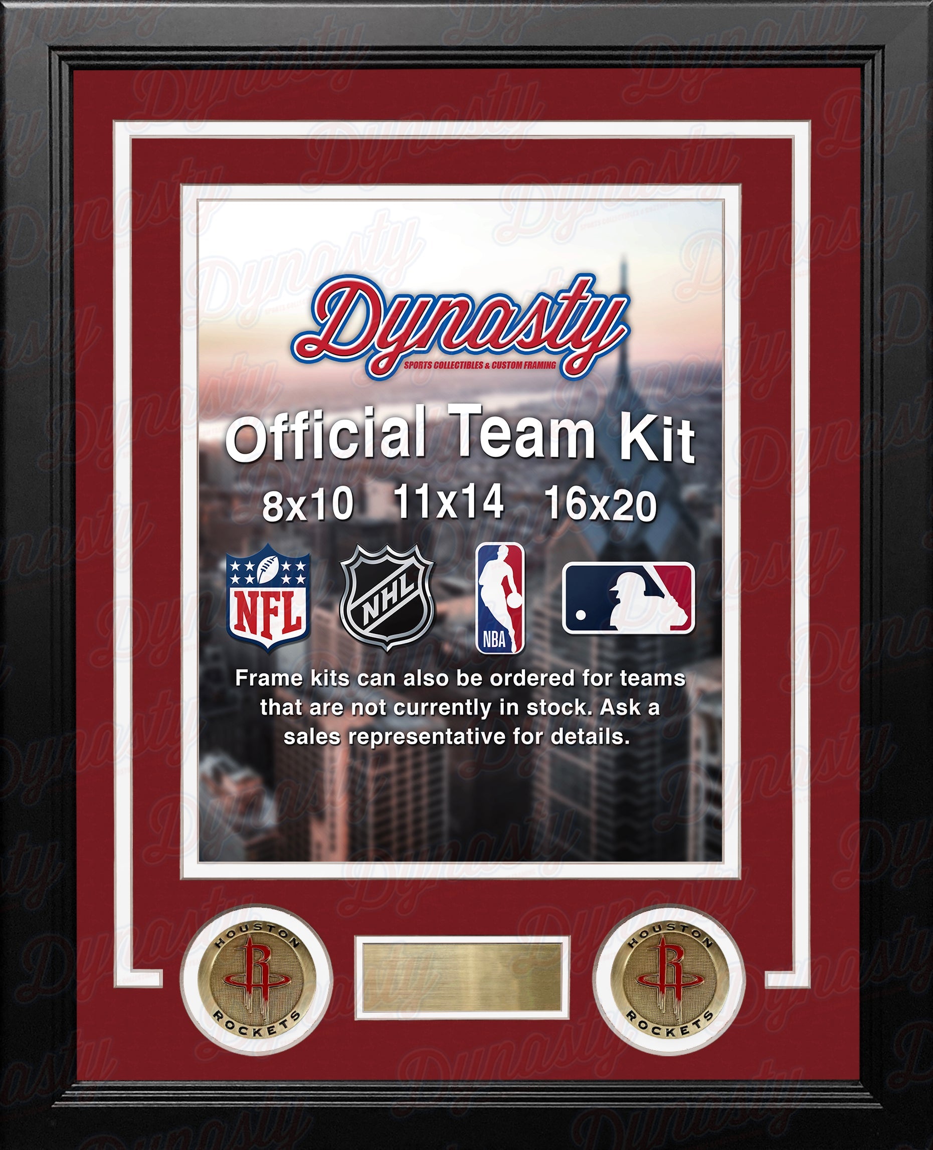 NBA Basketball Photo Picture Frame Kit - Houston Rockets (Red Matting, White Trim) - Sports Collectibles, Sports Memorabilia, Sports Fan Shop, Sports Gifts