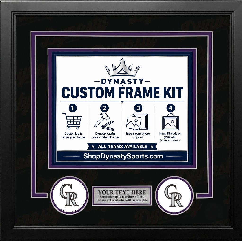 MLB Baseball Photo Picture Frame Kit - Colorado Rockies (Purple Matting, White Trim)