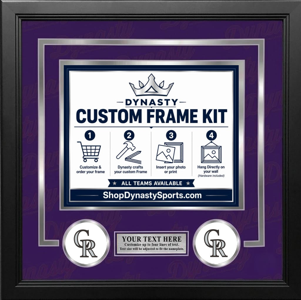 MLB Baseball Photo Picture Frame Kit - Colorado Rockies (Purple Matting, White Trim)