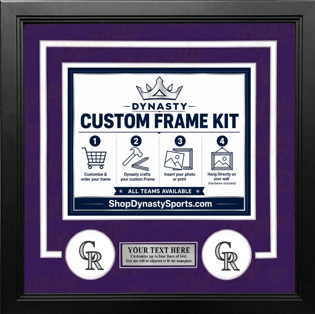 MLB Baseball Photo Picture Frame Kit - Colorado Rockies (Black Matting, Purple Trim)
