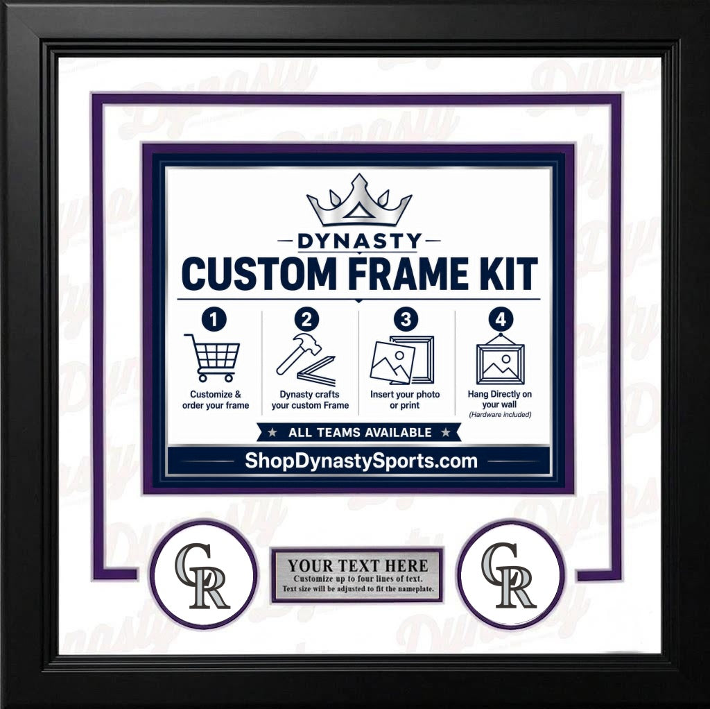MLB Baseball Photo Picture Frame Kit - Colorado Rockies (Purple Matting, White Trim)