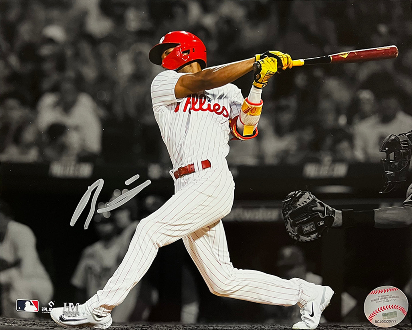 Johan Rojas First Hit Philadelphia Phillies Autographed 11" x 14" Spotlight Baseball Photo - Sports Collectibles, Sports Memorabilia, Sports Fan Shop, Sports Gifts