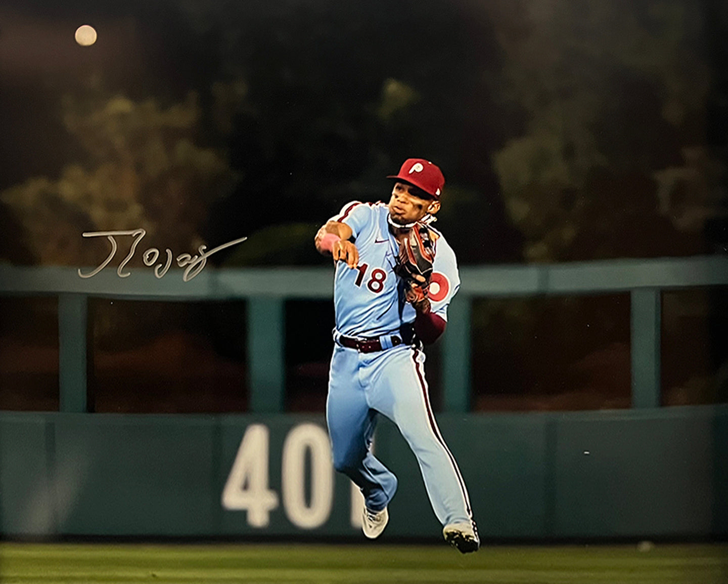 Johan Rojas Throwback Action Philadelphia Phillies Autographed 16" x 20" Baseball Photo - Sports Collectibles, Sports Memorabilia, Sports Fan Shop, Sports Gifts