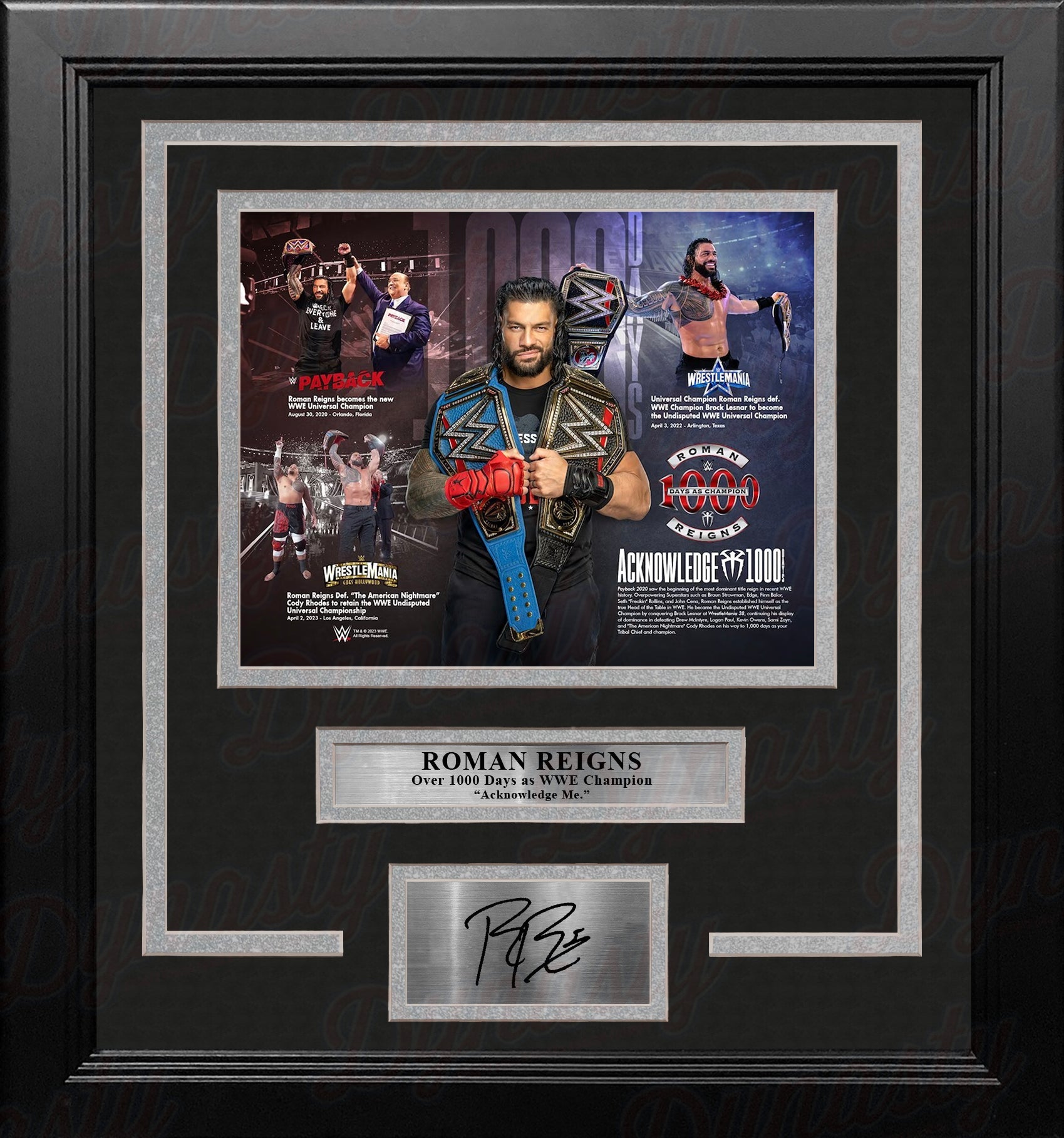 Roman Reigns 1000 Days as Champion 8x10 Framed WWE Wrestling Collage Photo with Engraved Autograph - Sports Collectibles, Sports Memorabilia, Sports Fan Shop, Sports Gifts