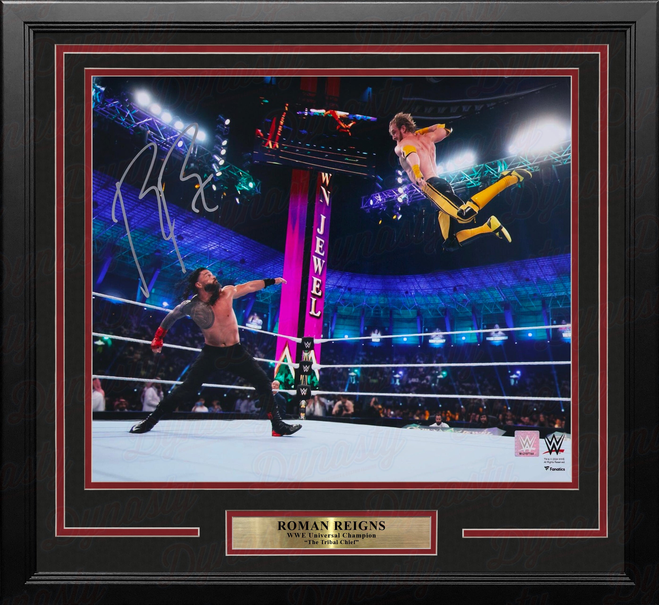 Roman Reigns 2022 Crown Jewel v. Logan Paul Autographed 16" x 20" Framed WWE Wrestling Photo - Sports Collectibles, Sports Memorabilia, Sports Fan Shop, Sports Gifts