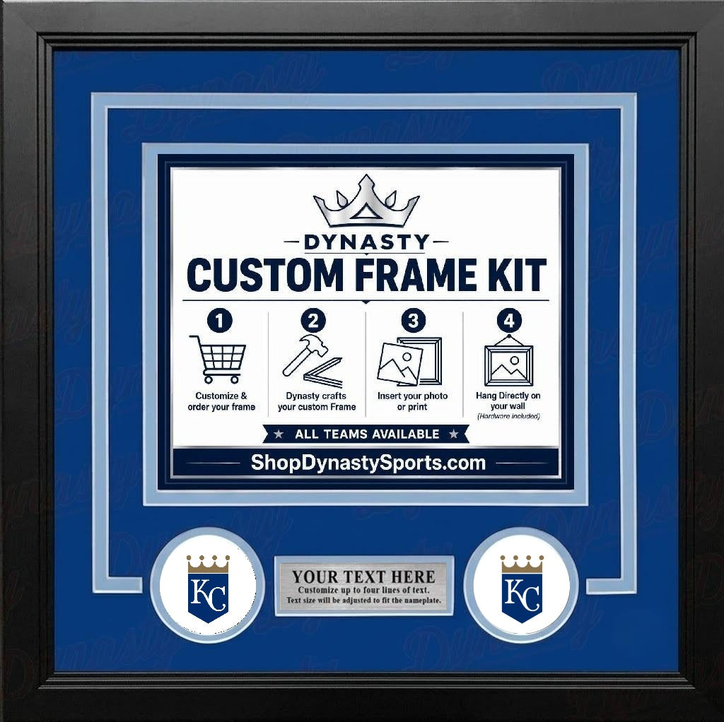 MLB Baseball Photo Picture Frame Kit - Kansas City Royals (Blue Matting, Gray Trim)
