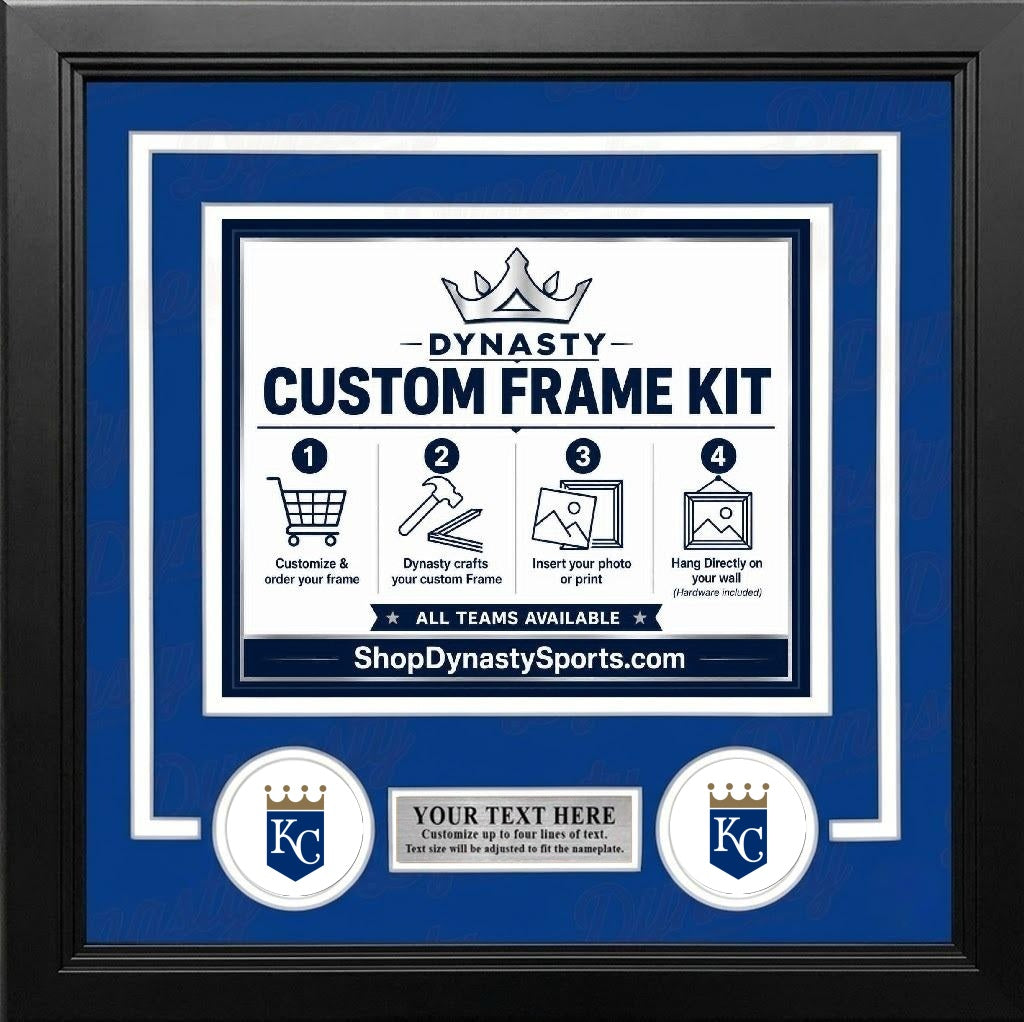MLB Baseball Photo Picture Frame Kit - Kansas City Royals (Blue Matting, White Trim)