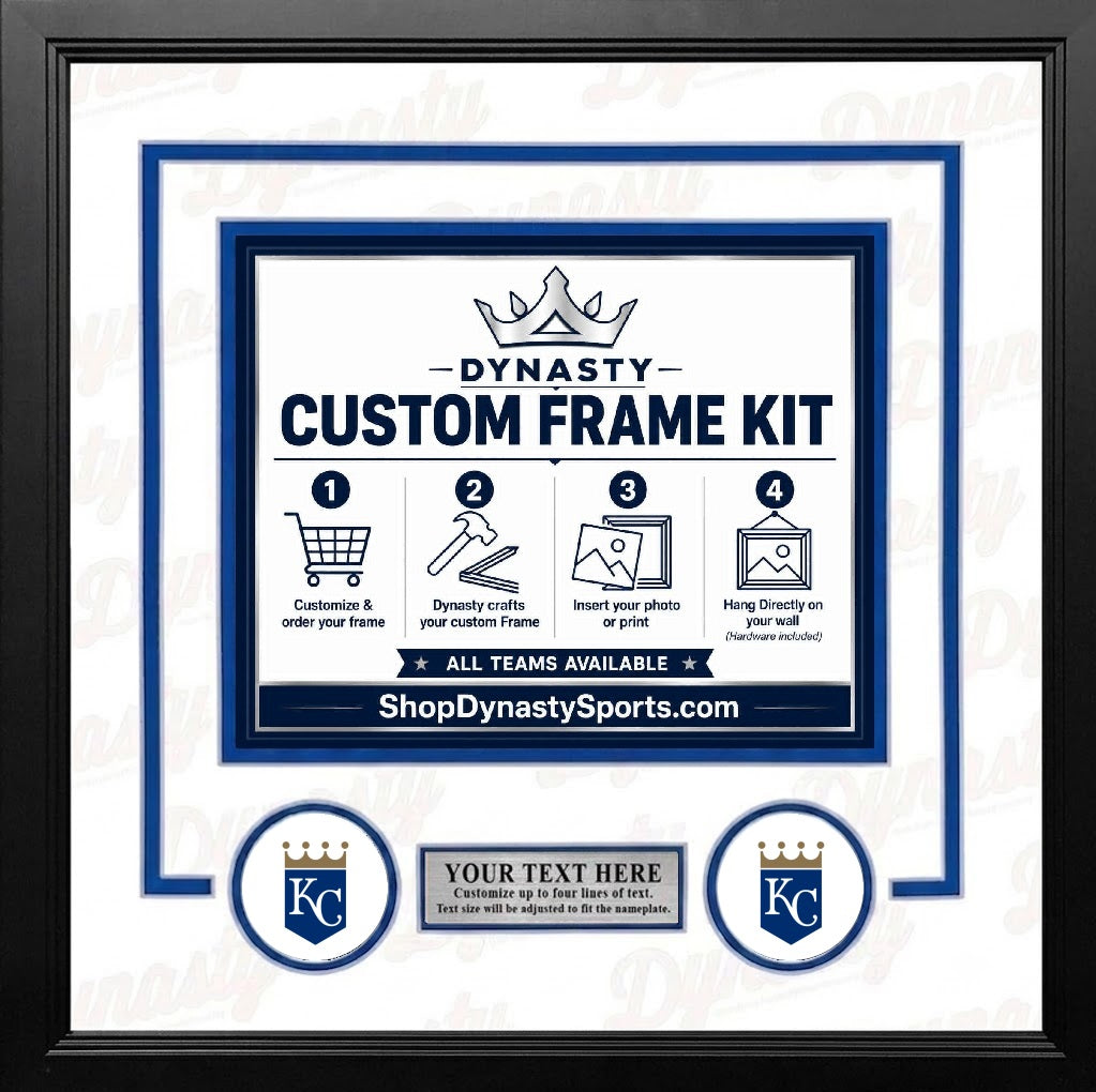 MLB Baseball Photo Picture Frame Kit - Kansas City Royals (Blue Matting, White Trim)
