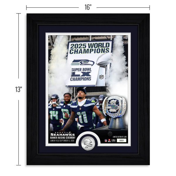 Seattle Seahawks Super Bowl LX Banner Raising Silver Coin Photo Mint ...
