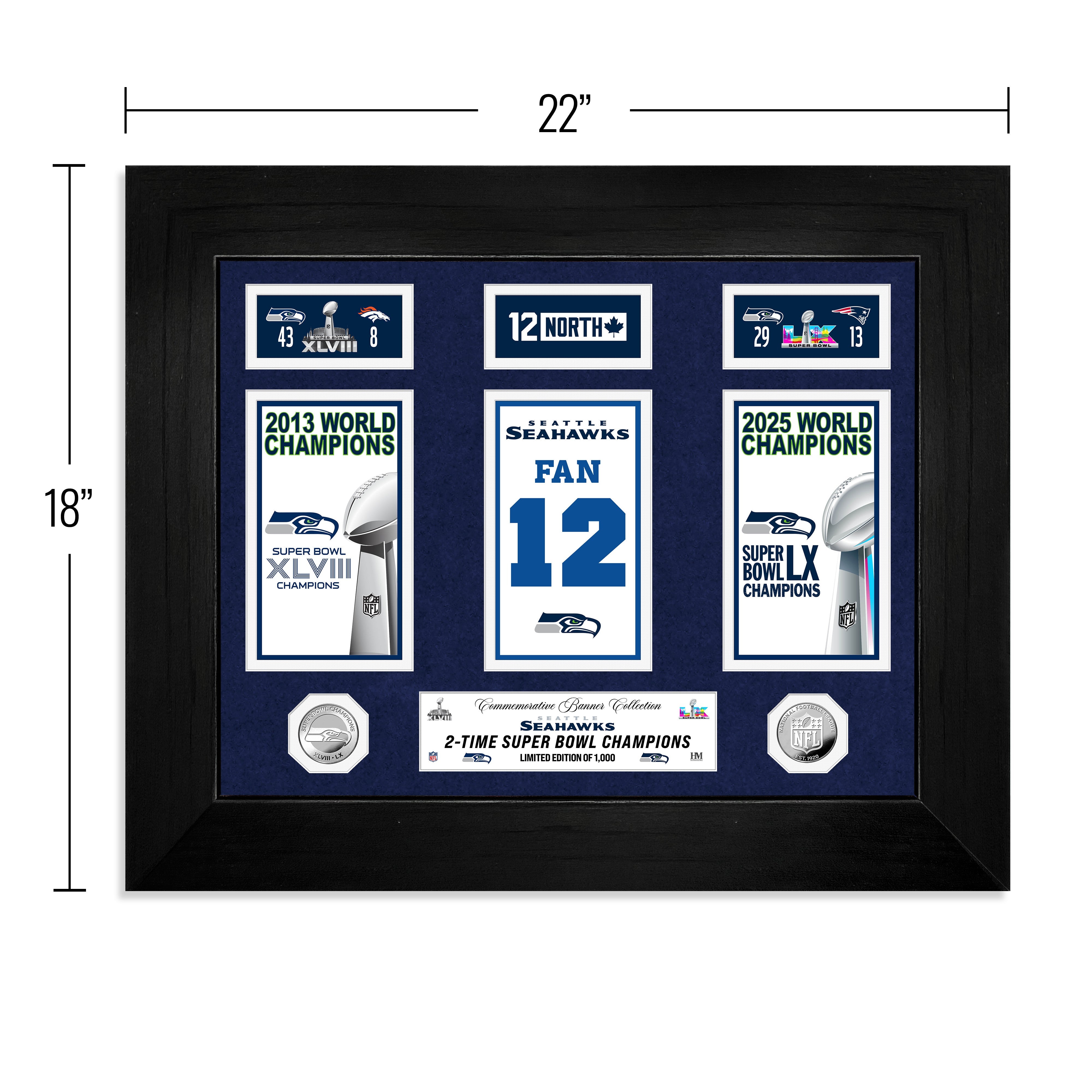 Seattle Seahawks Super Bowl Deluxe Champions Banner Collection Silver Coin Photo Mint - Sports Gifts, Sports Memorabilia, Sports Collectibles, Fan Shop