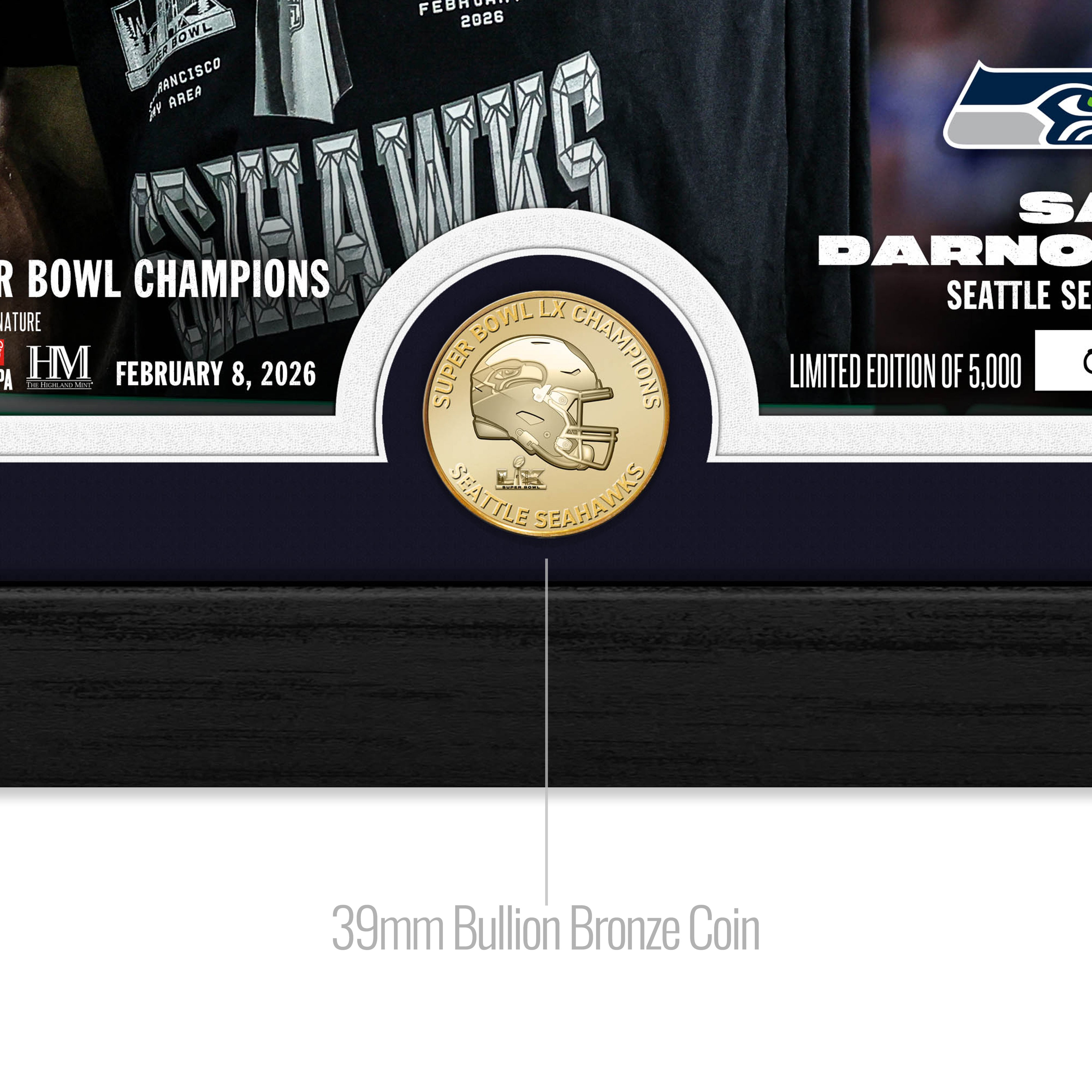 Sam Darnold Super Bowl LX Lombardi Trophy Bronze Coin Photo Mint - Sports Gifts, Sports Memorabilia, Sports Collectibles, Fan Shop