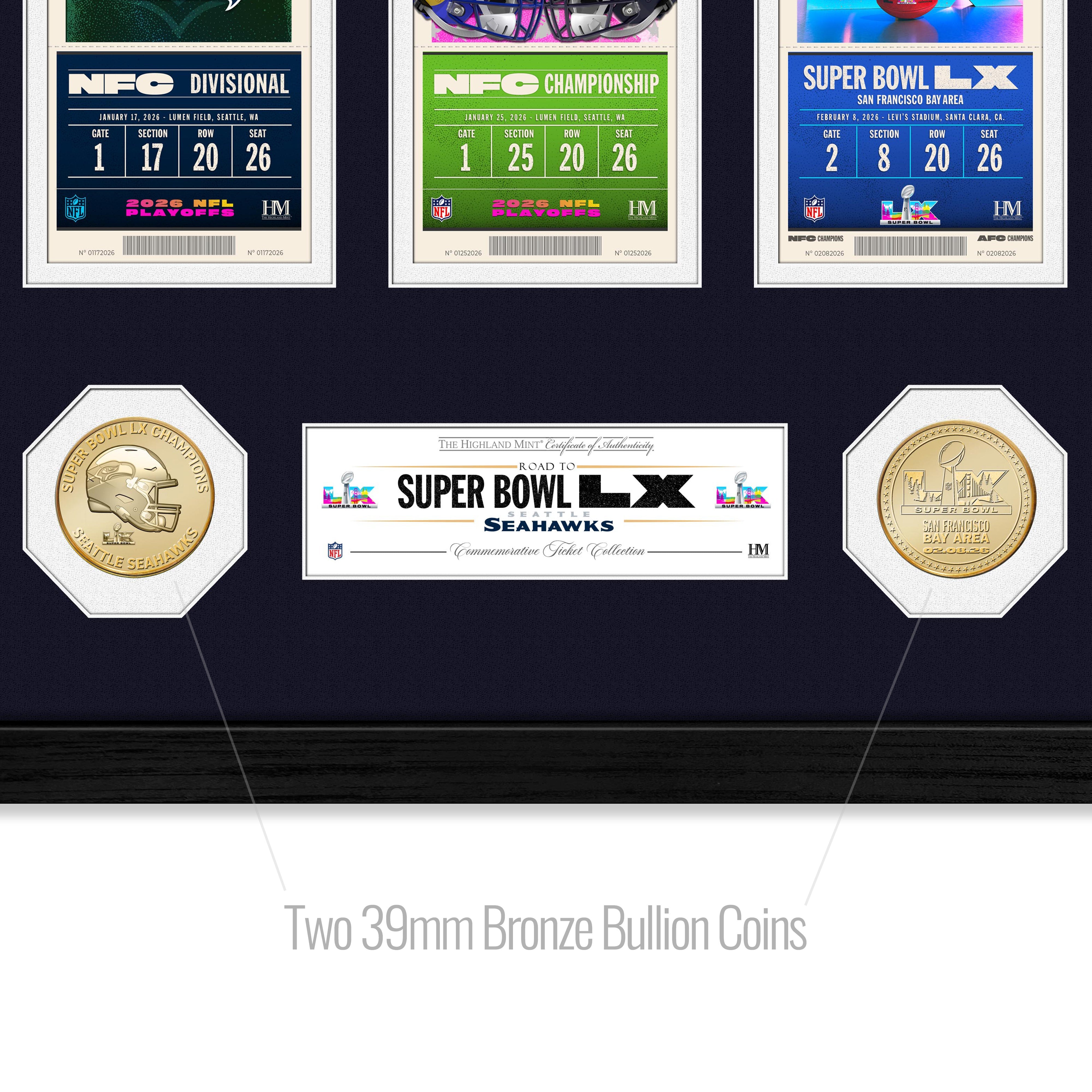Seattle Seahawks Road to the Super Bowl Ticket Bronze Coin Photo Mint - Sports Gifts, Sports Memorabilia, Sports Collectibles, Fan Shop