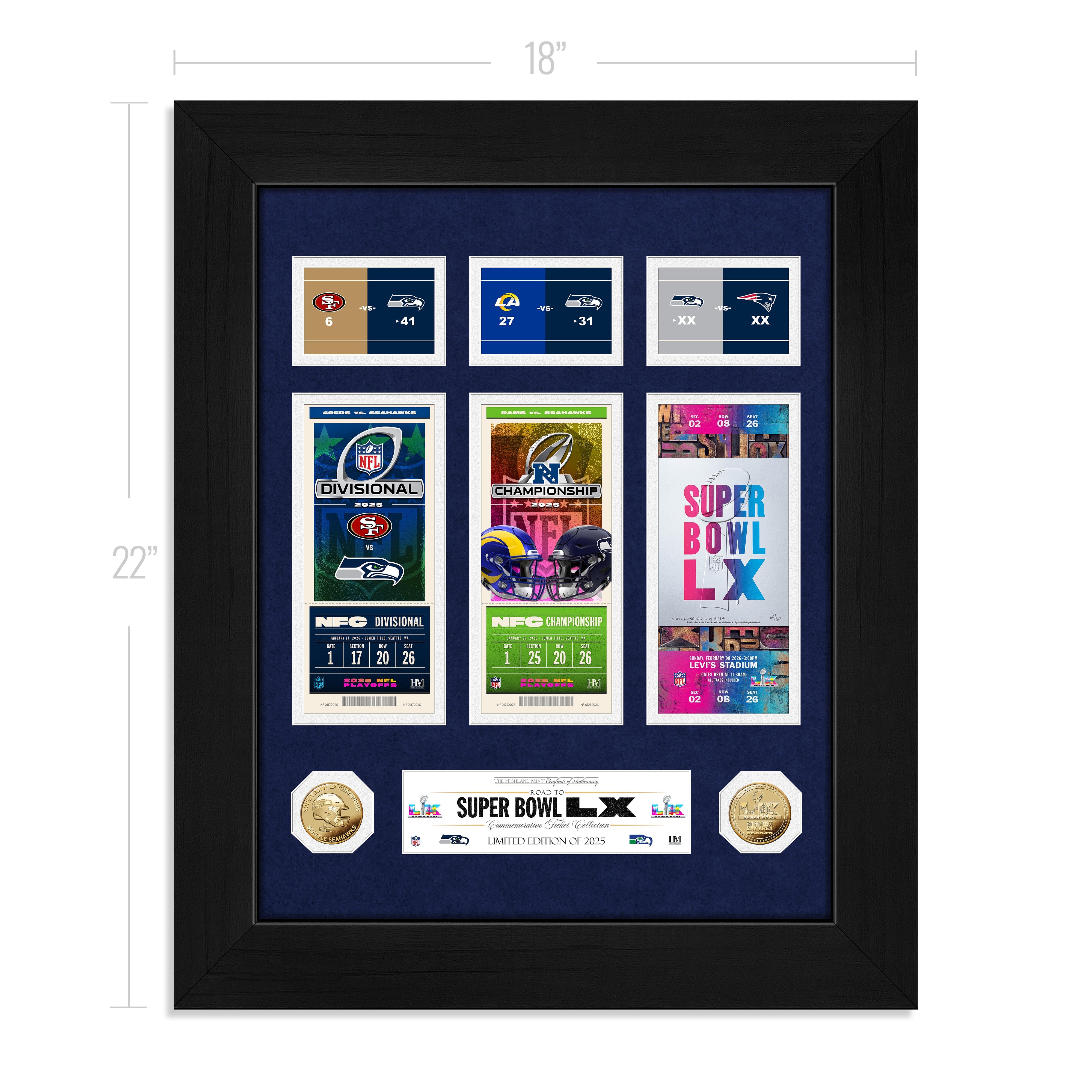 Seattle Seahawks Deluxe Road To The Super Bowl Ticket Gold Coin Photo Mint - Sports Gifts, Sports Memorabilia, Sports Collectibles, Fan Shop