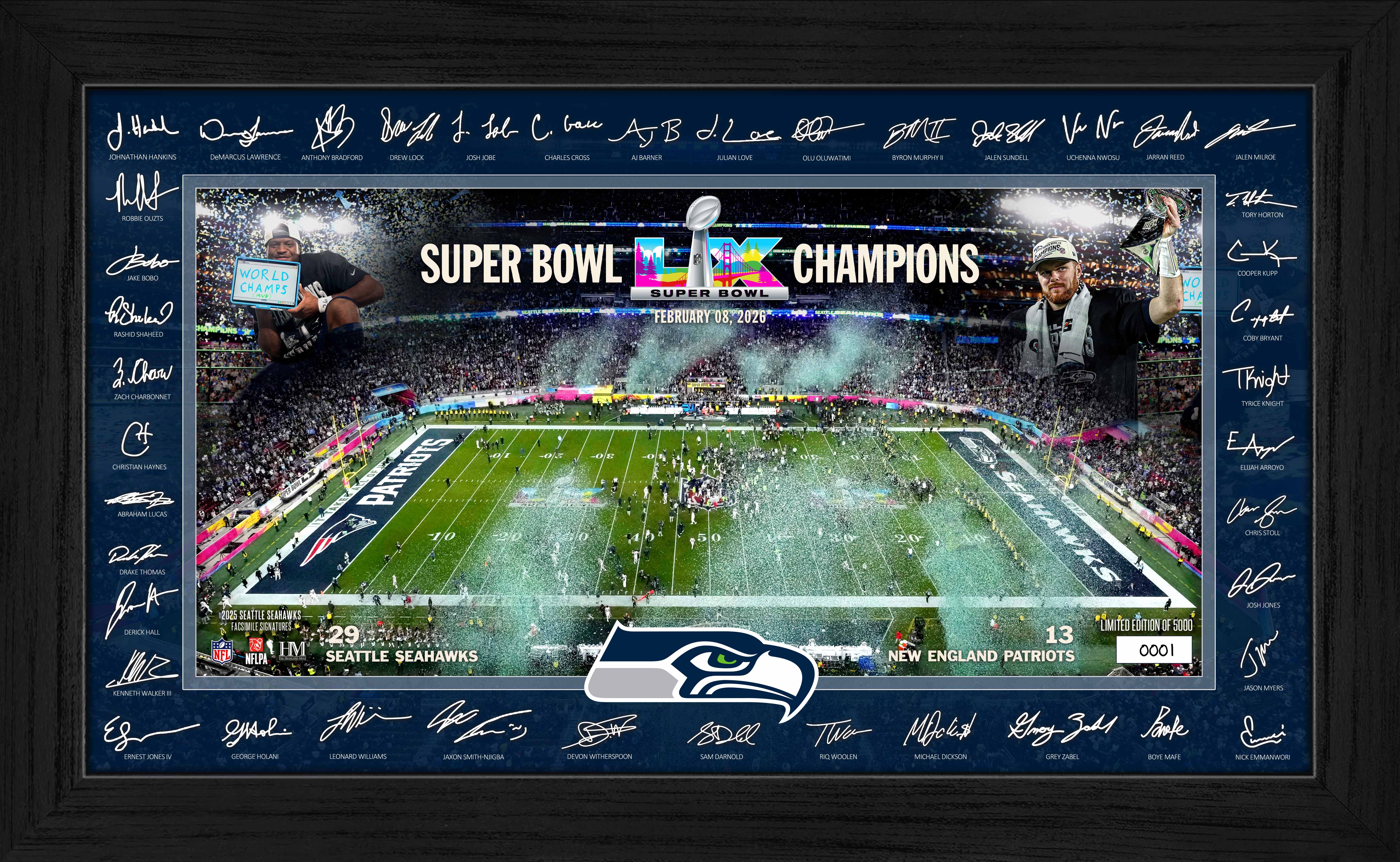 Seattle Seahawks Super Bowl LX Champions Signature Frame