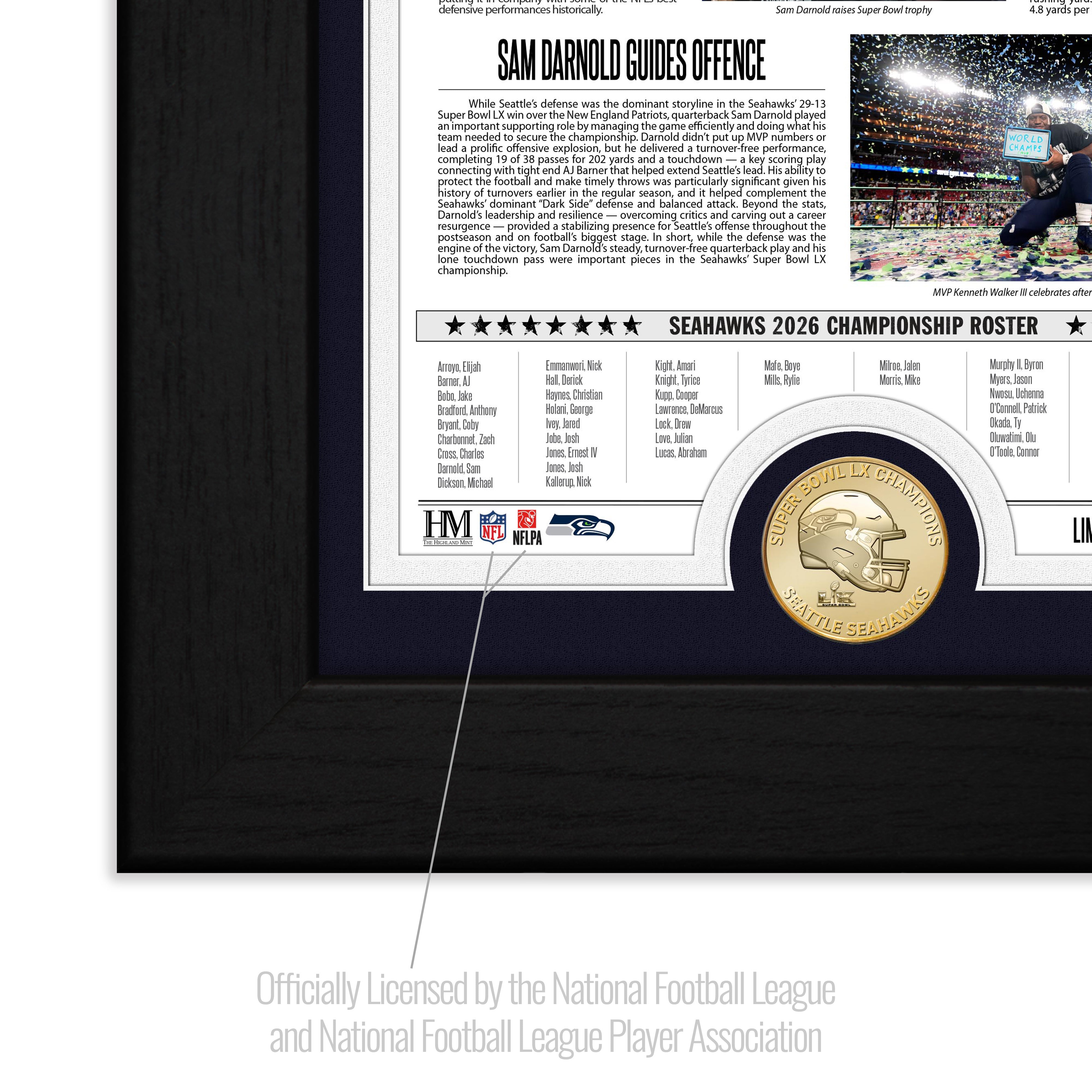 Seattle Seahawks Super Bowl LX Champions Front Page News Bronze Coin Photo Mint - Sports Gifts, Sports Memorabilia, Sports Collectibles, Fan Shop