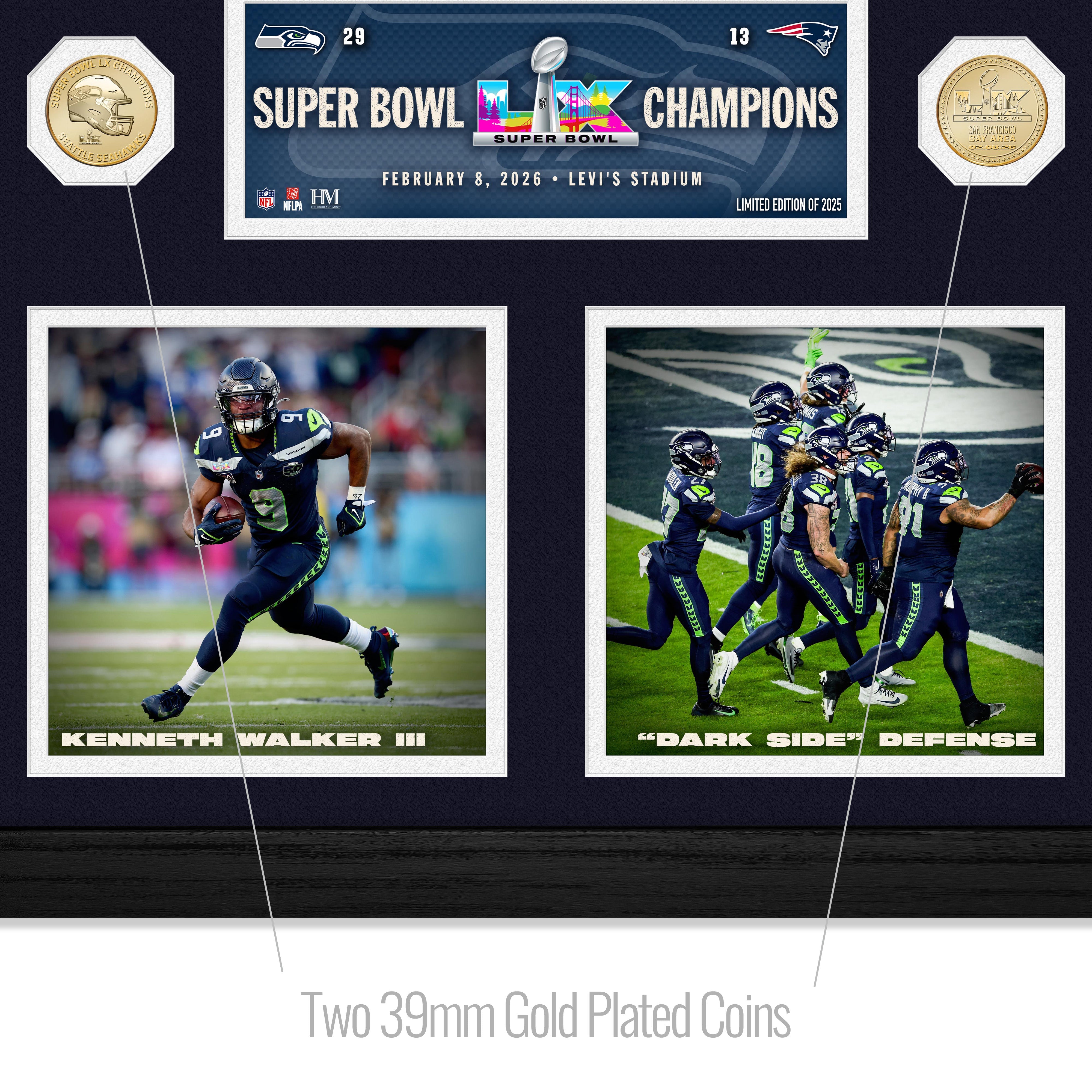 Seattle Seahawks Super Bowl LX Champions Memorable Moments Bronze Coin Photo Mint - Sports Gifts, Sports Memorabilia, Sports Collectibles, Fan Shop