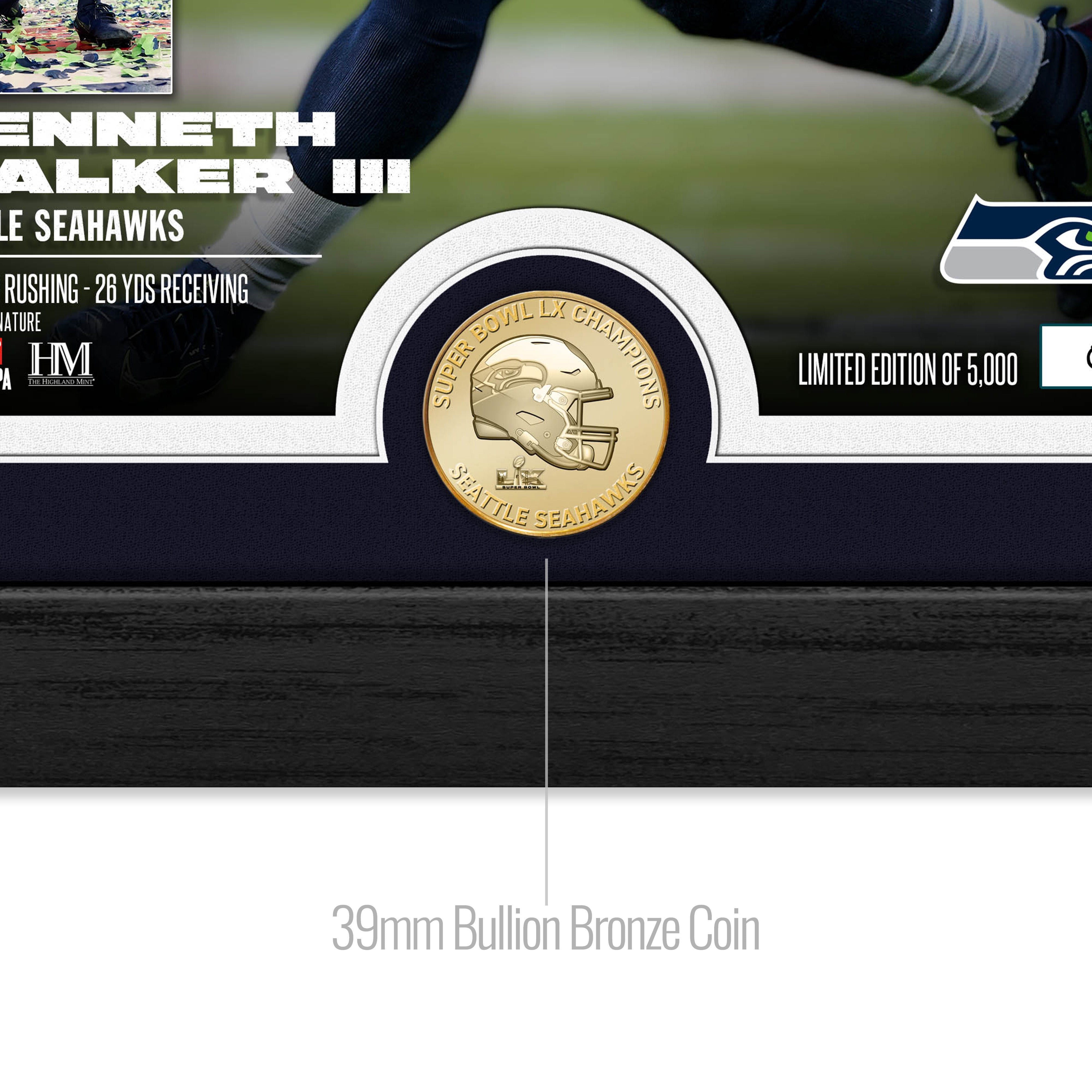 Seattle Seahawks Kenneth Walker III Super Bowl LX MVP Bronze Coin Photo Mint - Sports Gifts, Sports Memorabilia, Sports Collectibles, Fan Shop