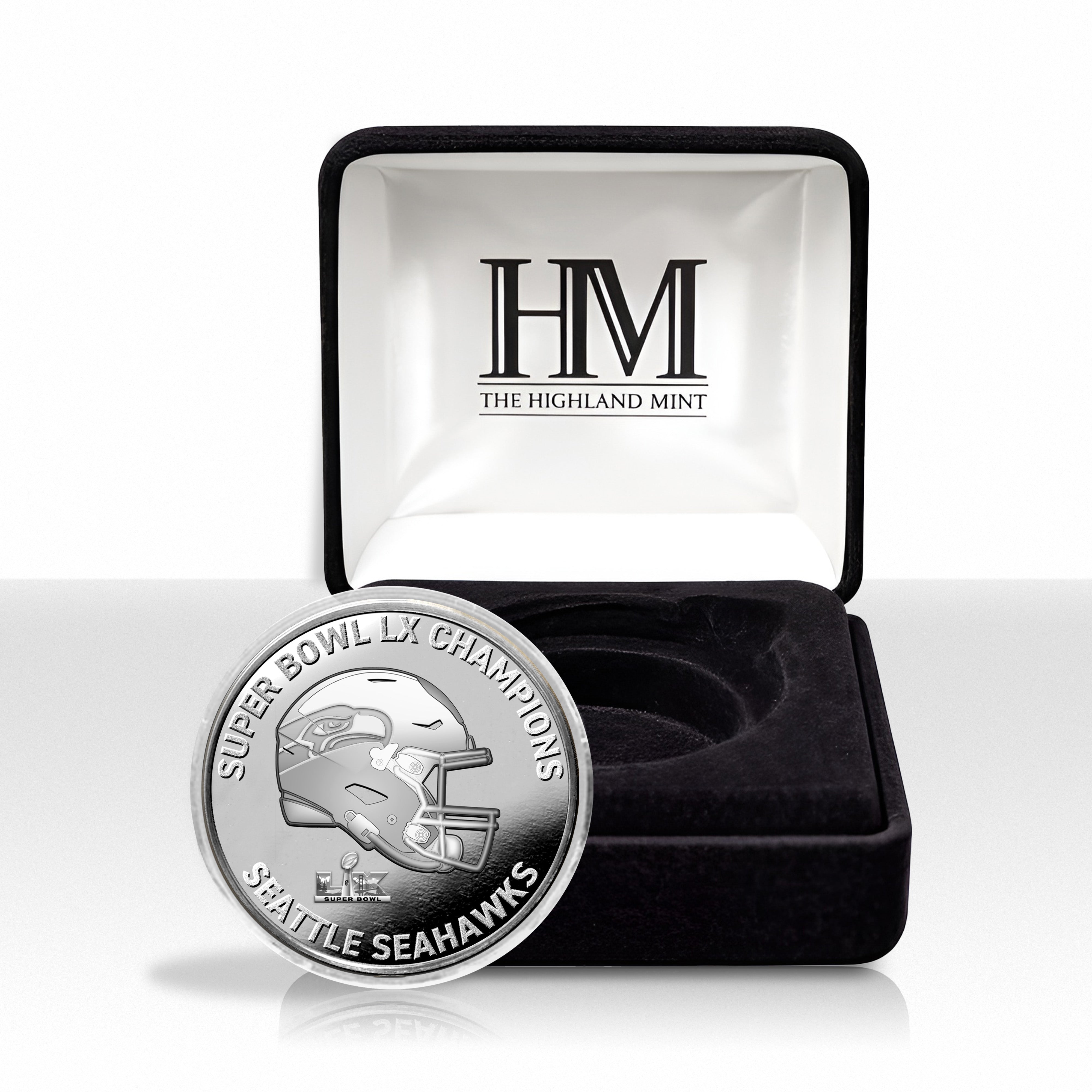 Seattle Seahawks Super Bowl LX Champions Silver Plated Coin - Sports Gifts, Sports Memorabilia, Sports Collectibles, Fan Shop