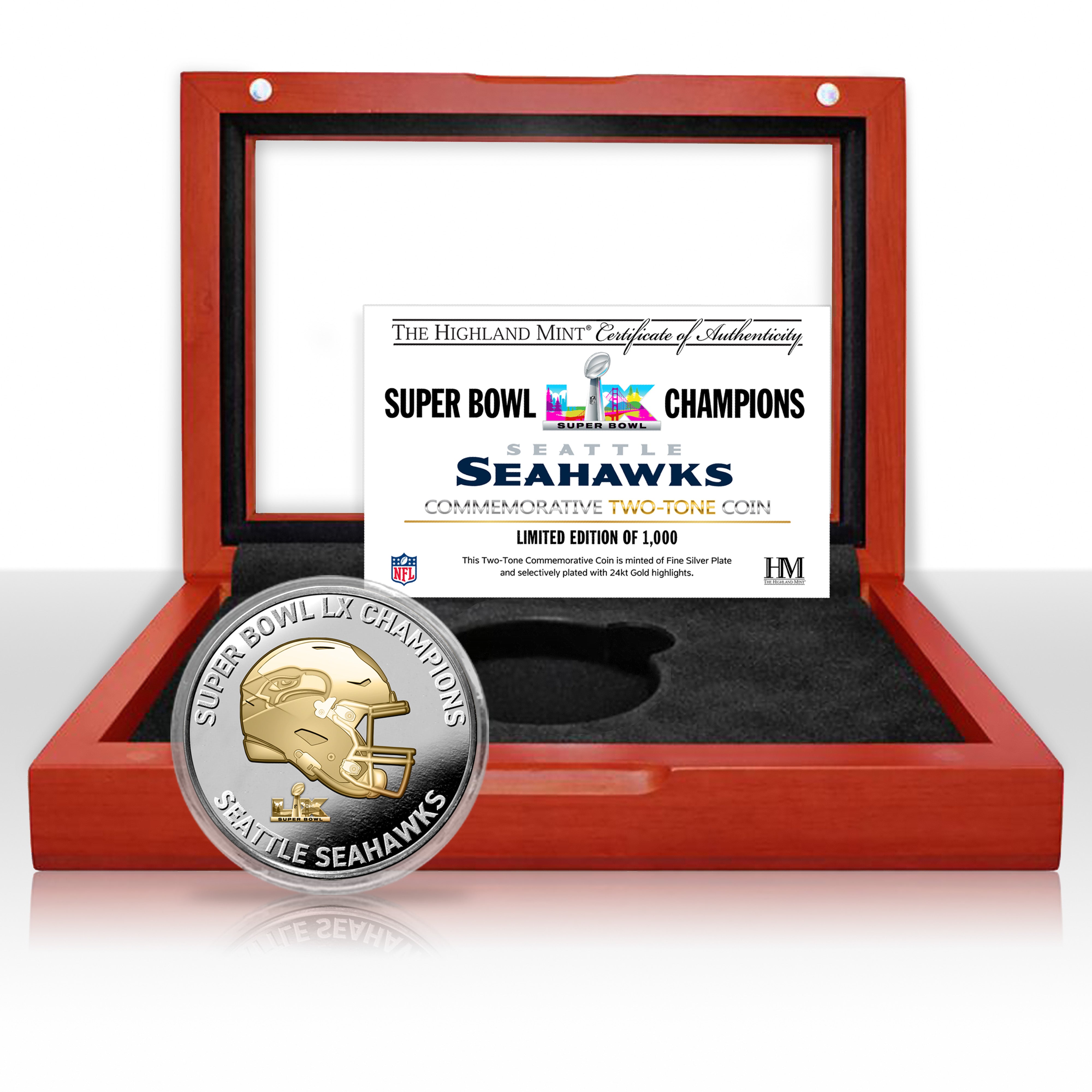 Seattle Seahawks Super Bowl LX Champions 2-Tone Coin - Sports Gifts, Sports Memorabilia, Sports Collectibles, Fan Shop